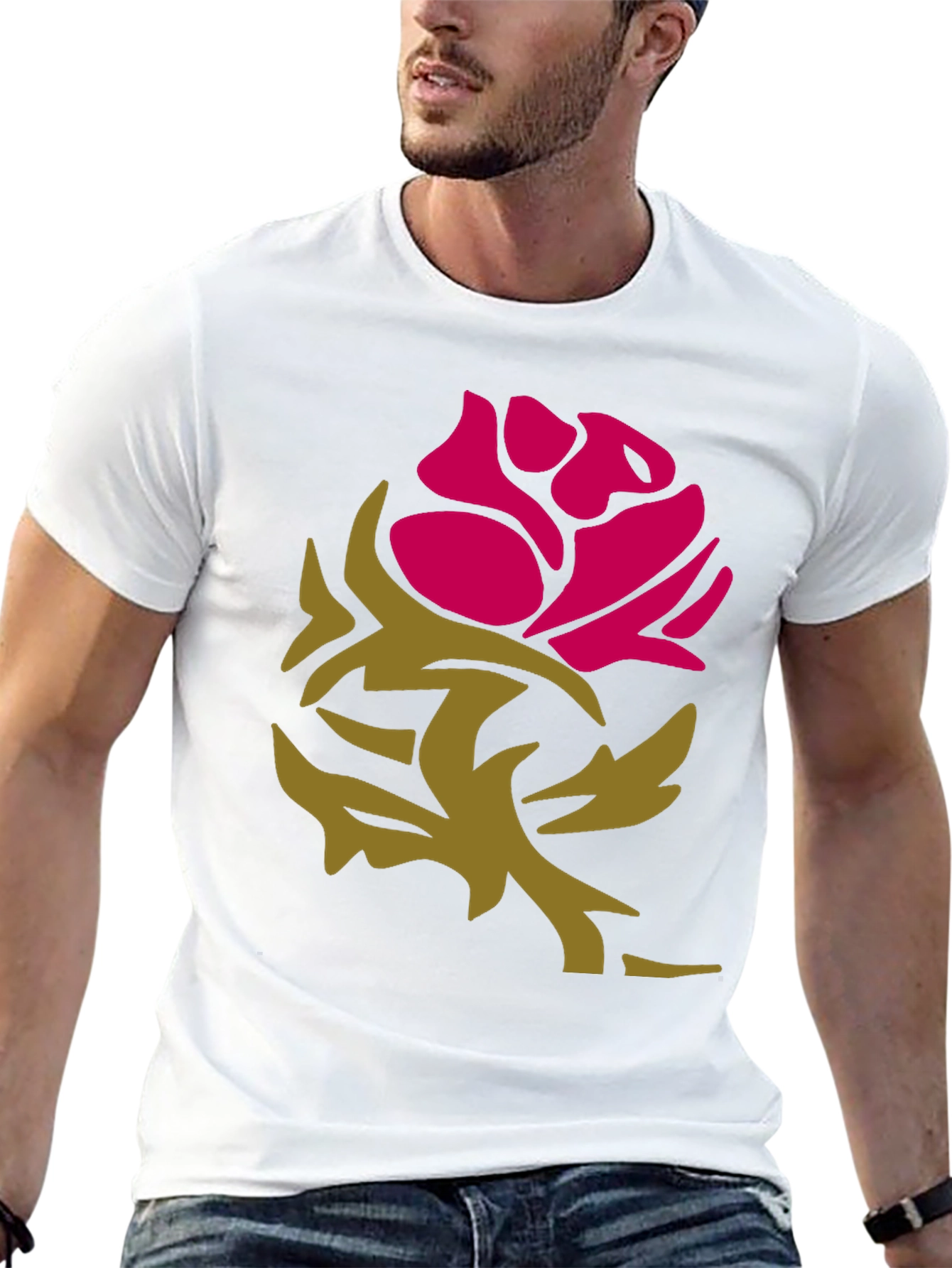 Stylish Rose Graphic Black T-Shirt