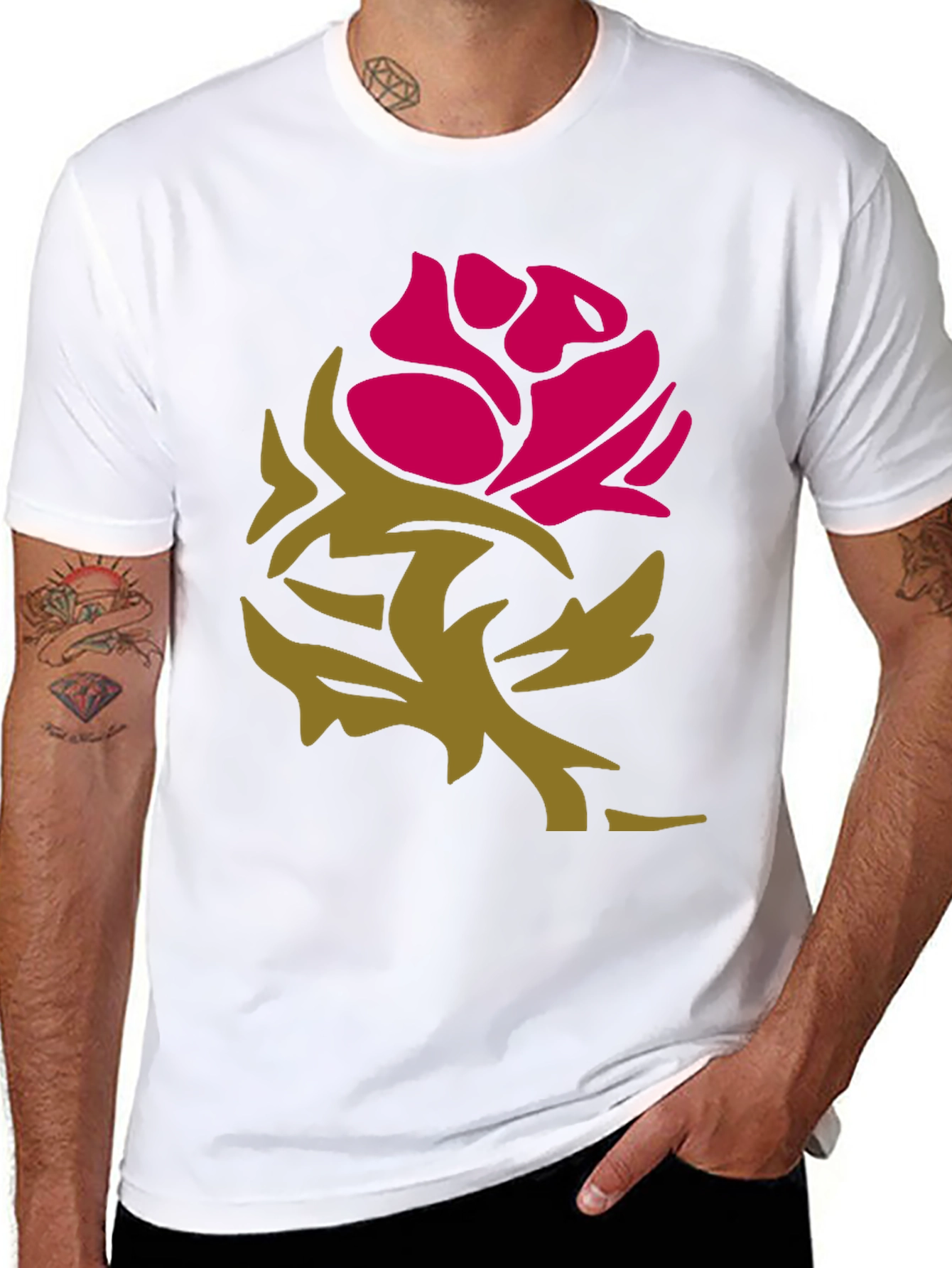 Stylish Rose Graphic Black T-Shirt