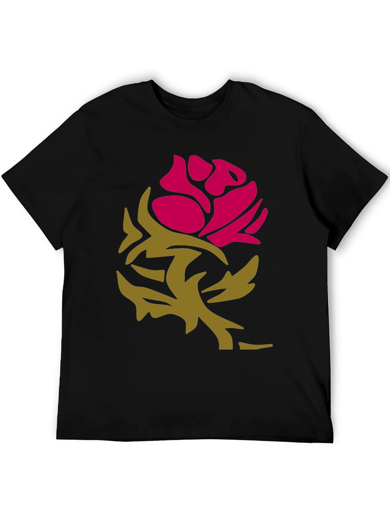 Stylish Rose Graphic Black T-Shirt