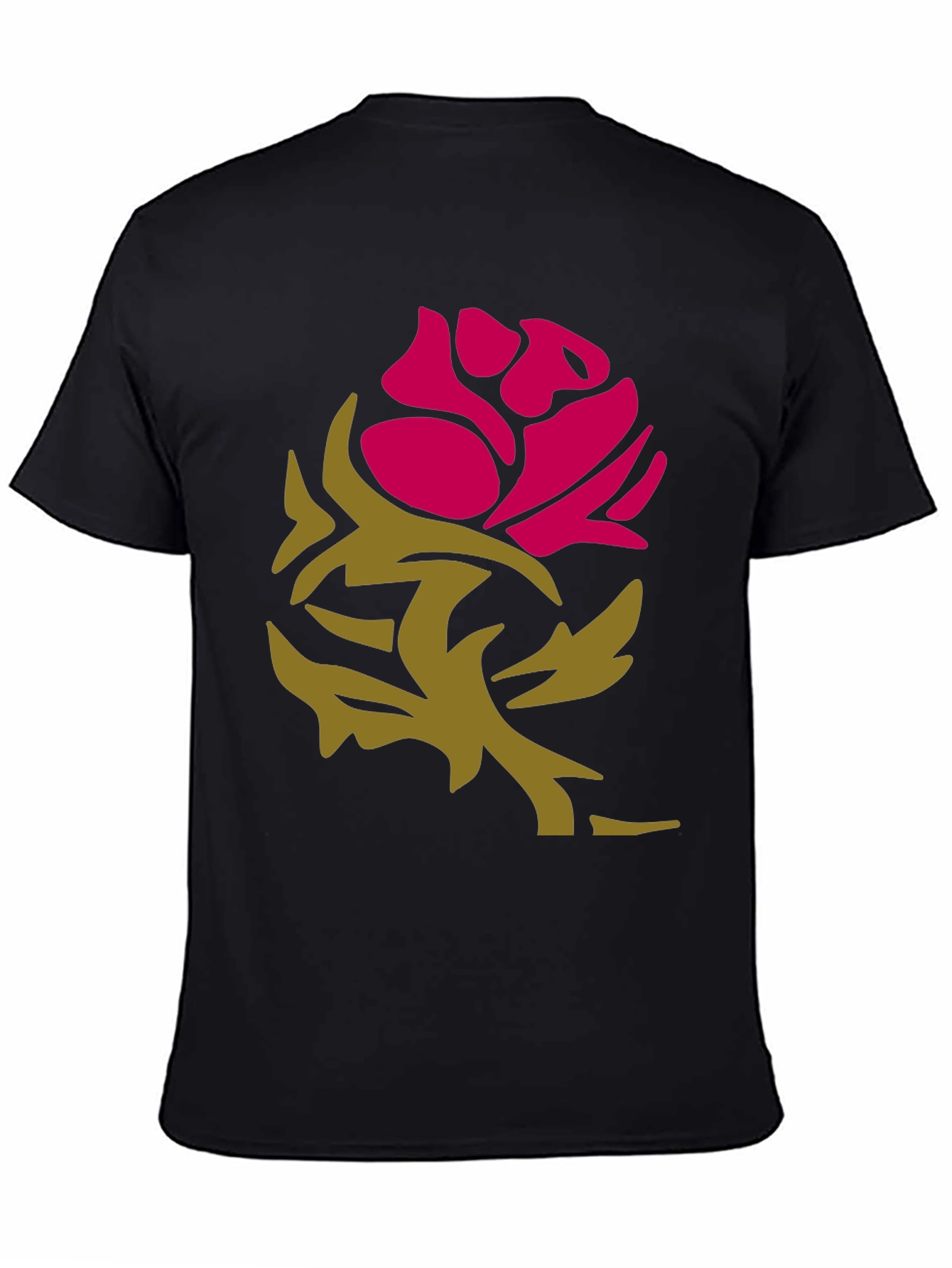 Stylish Rose Graphic Black T-Shirt