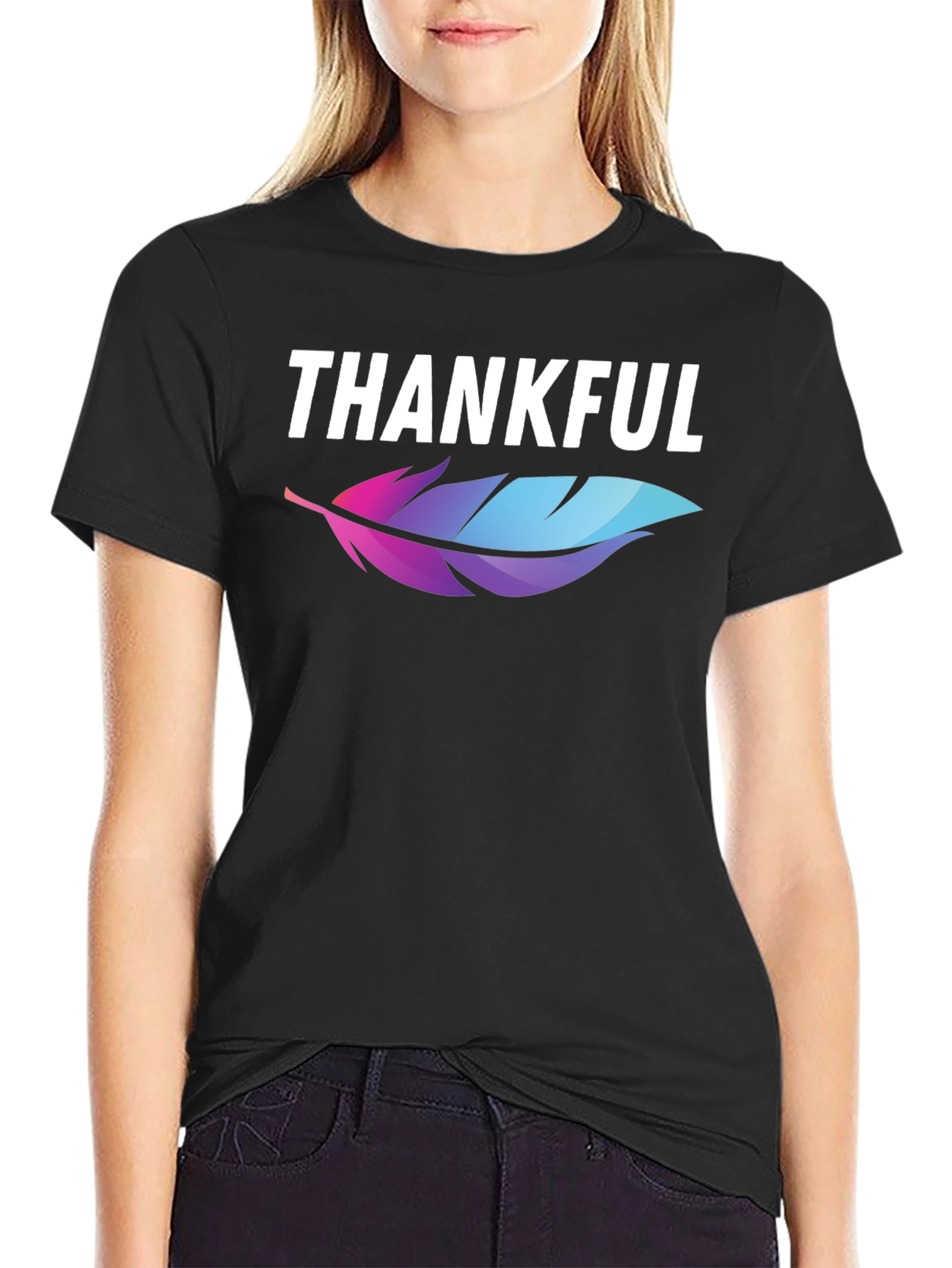 Thankful Feather Graphic T-Shirt