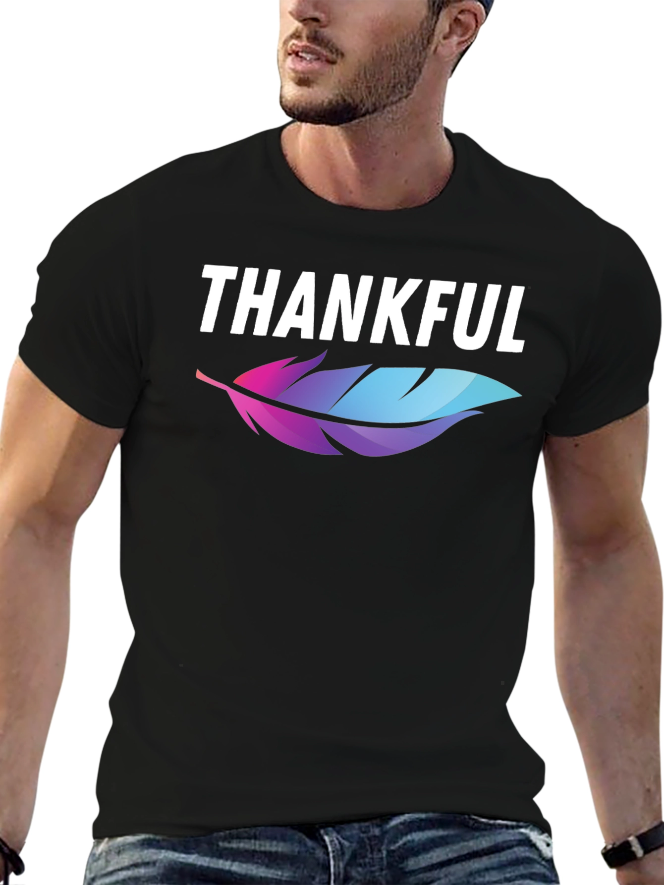 Thankful Feather Graphic T-Shirt