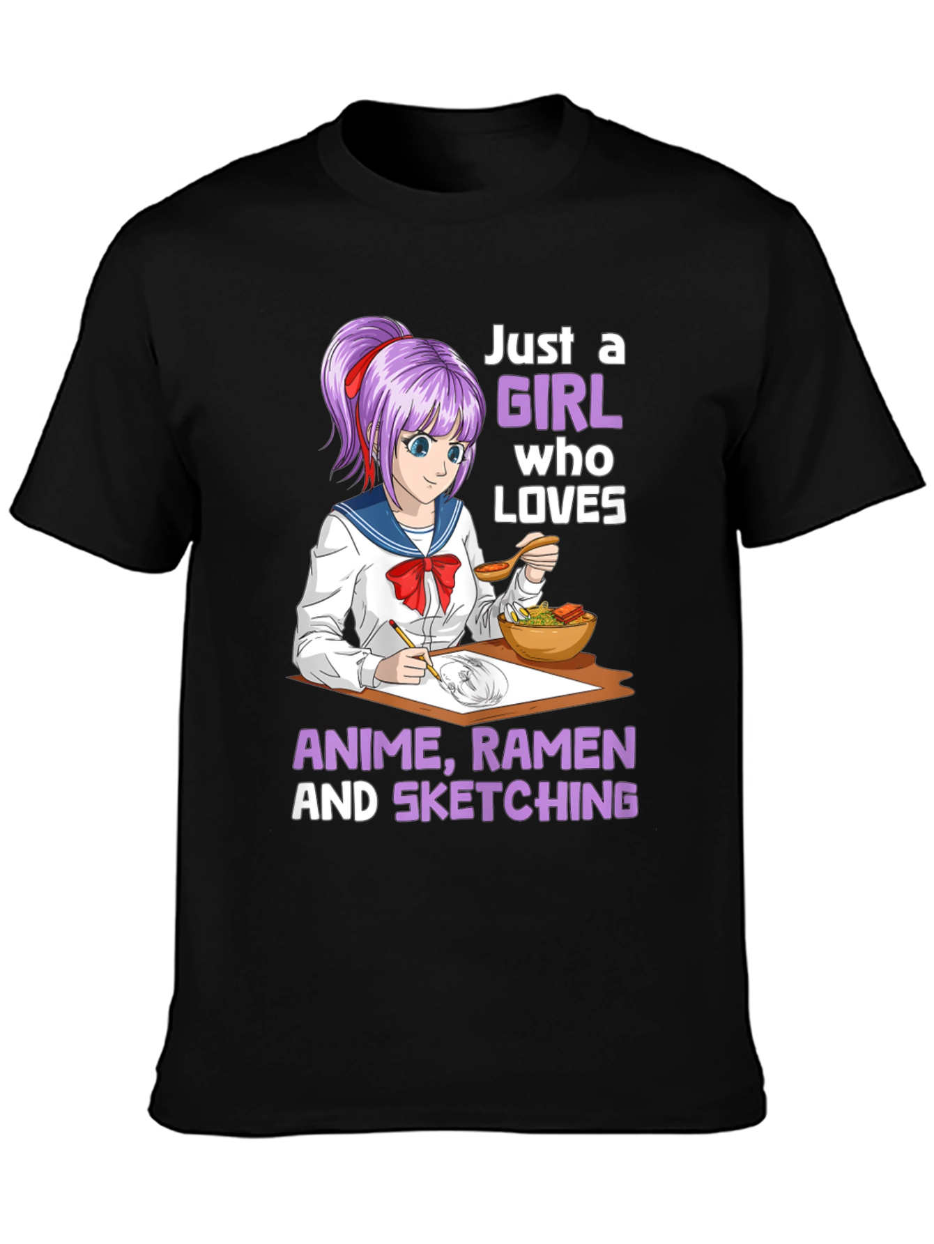 Anime Ramen Sketching Girl T-Shirt
