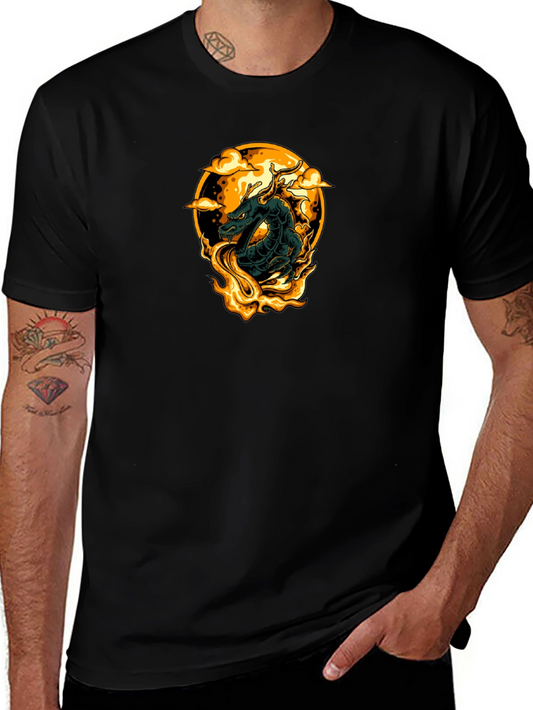 Dragon Fire Graphic Tee - Black Cotton Comfort