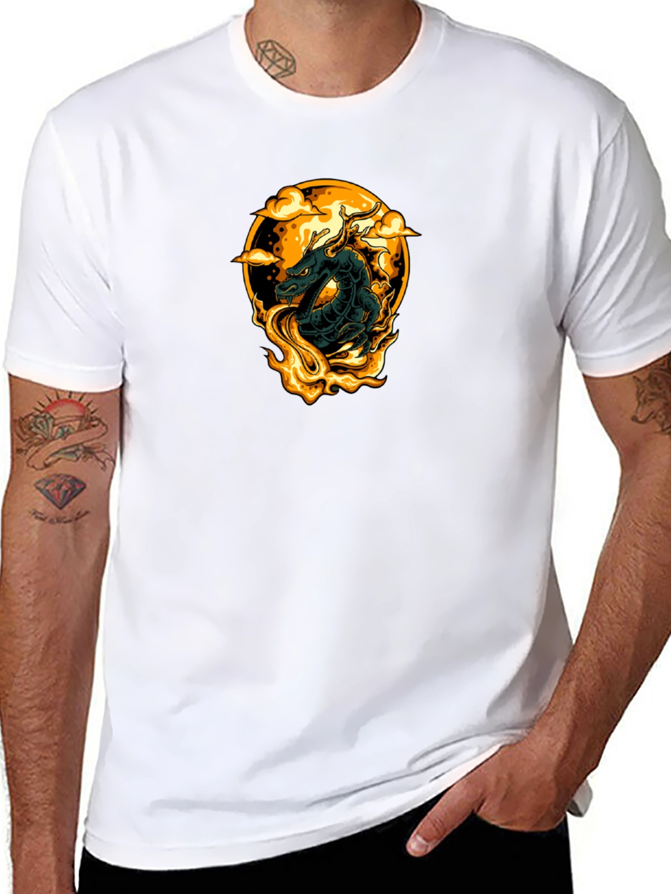 Dragon Fire Graphic Tee - Black Cotton Comfort