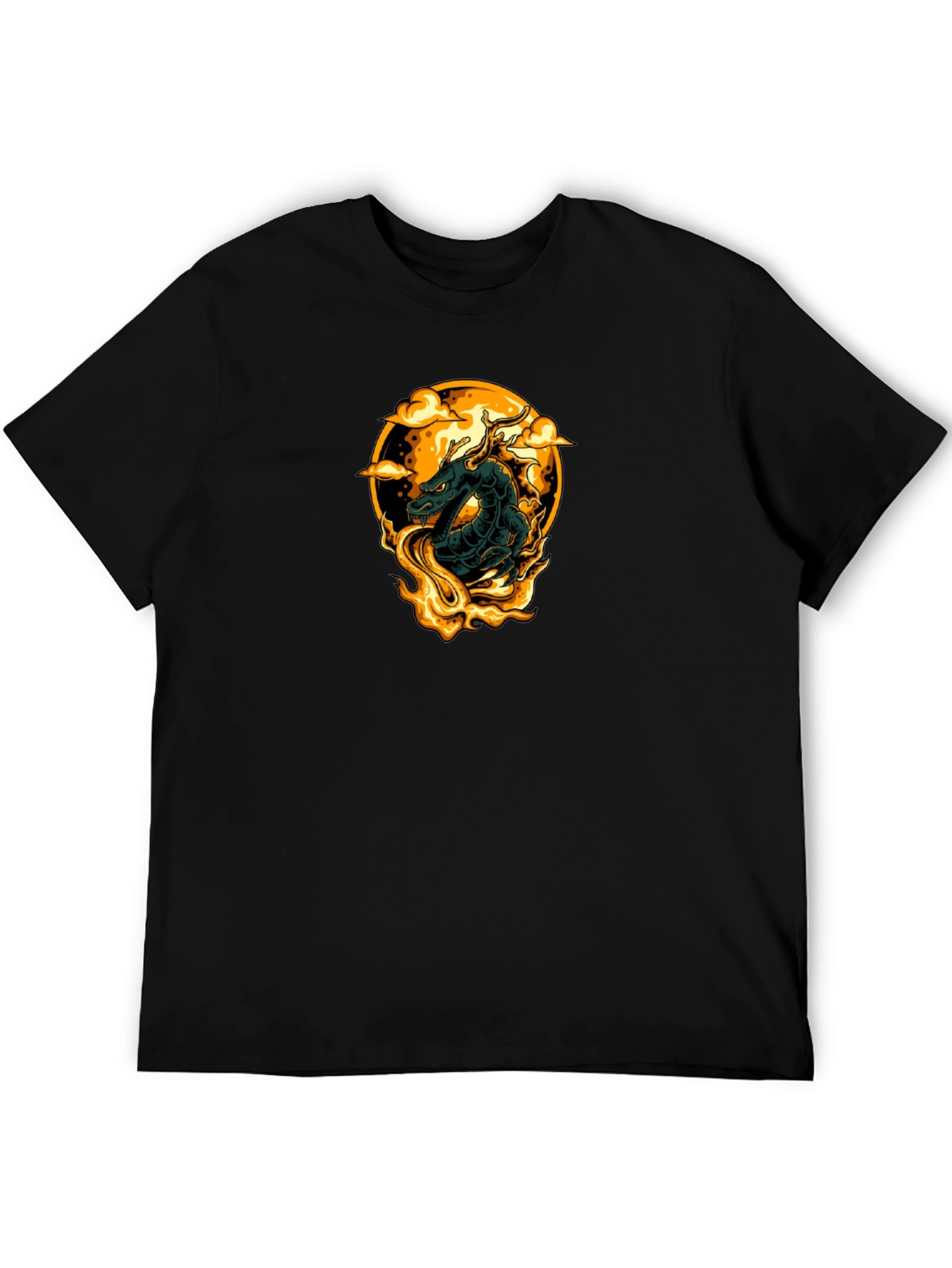 Dragon Fire Graphic Tee - Black Cotton Comfort
