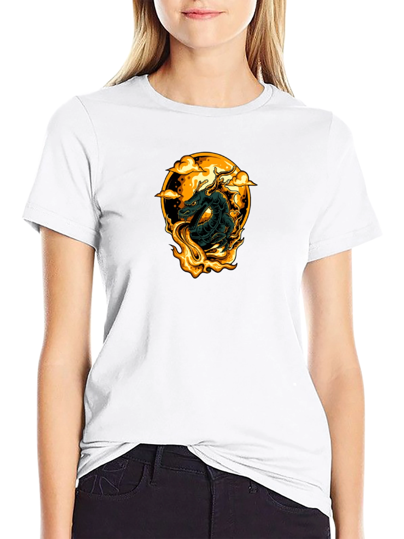 Dragon Fire Graphic Tee - Black Cotton Comfort