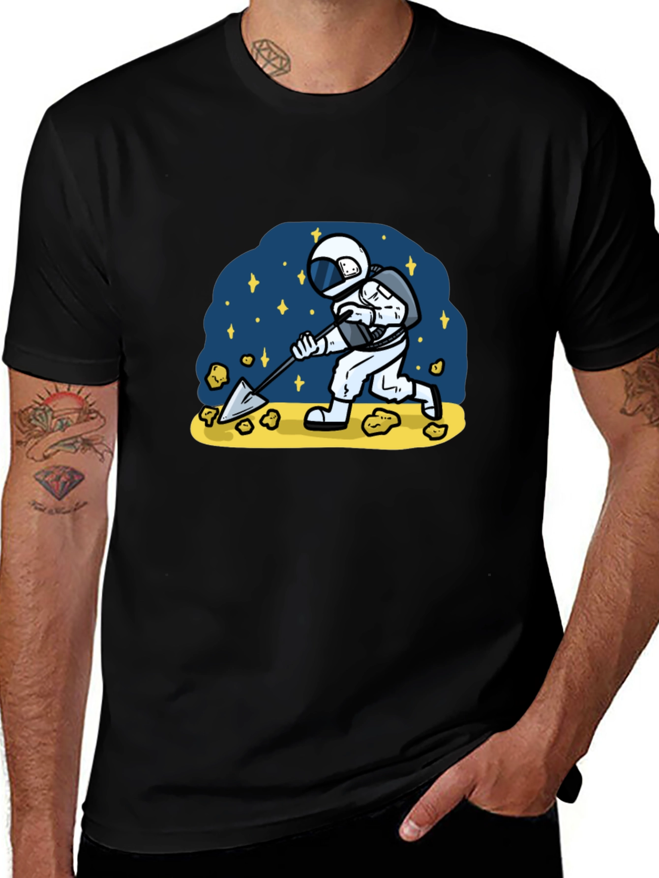 Astronaut Mining T-Shirt - Space Adventure Tee