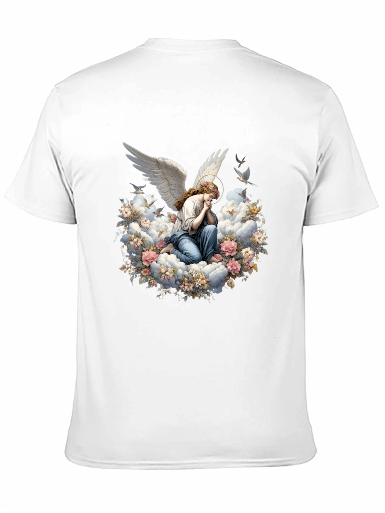 Angel in Floral Clouds Graphic T-Shirt