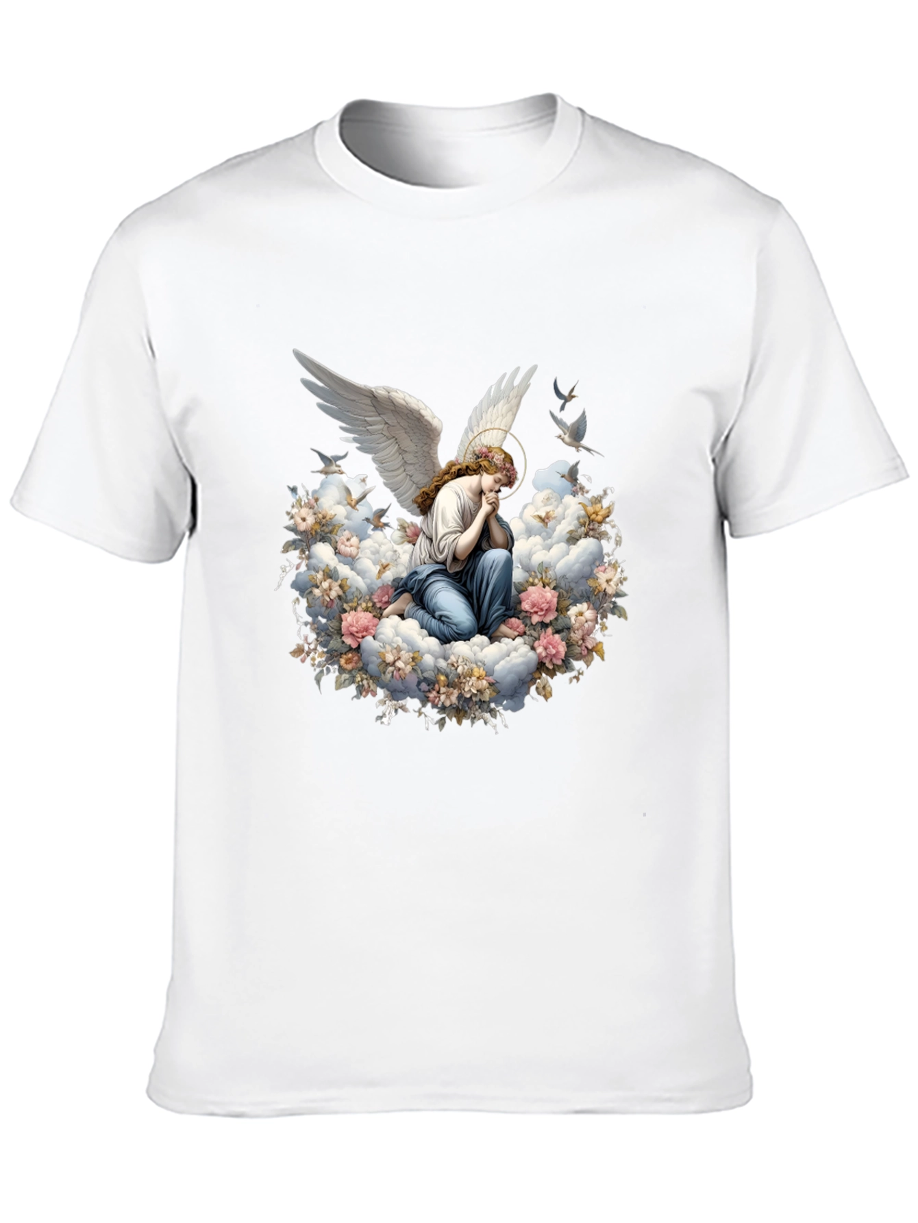 Angel in Floral Clouds Graphic T-Shirt