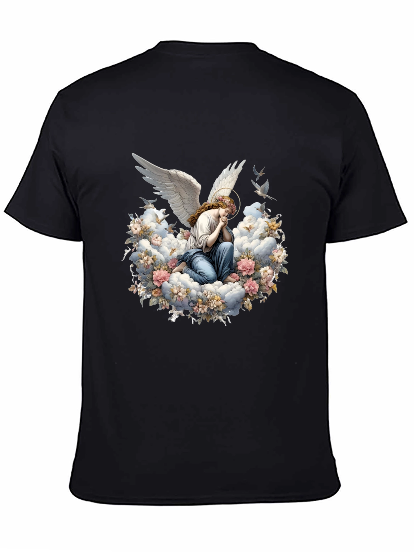 Angel in Floral Clouds Graphic T-Shirt
