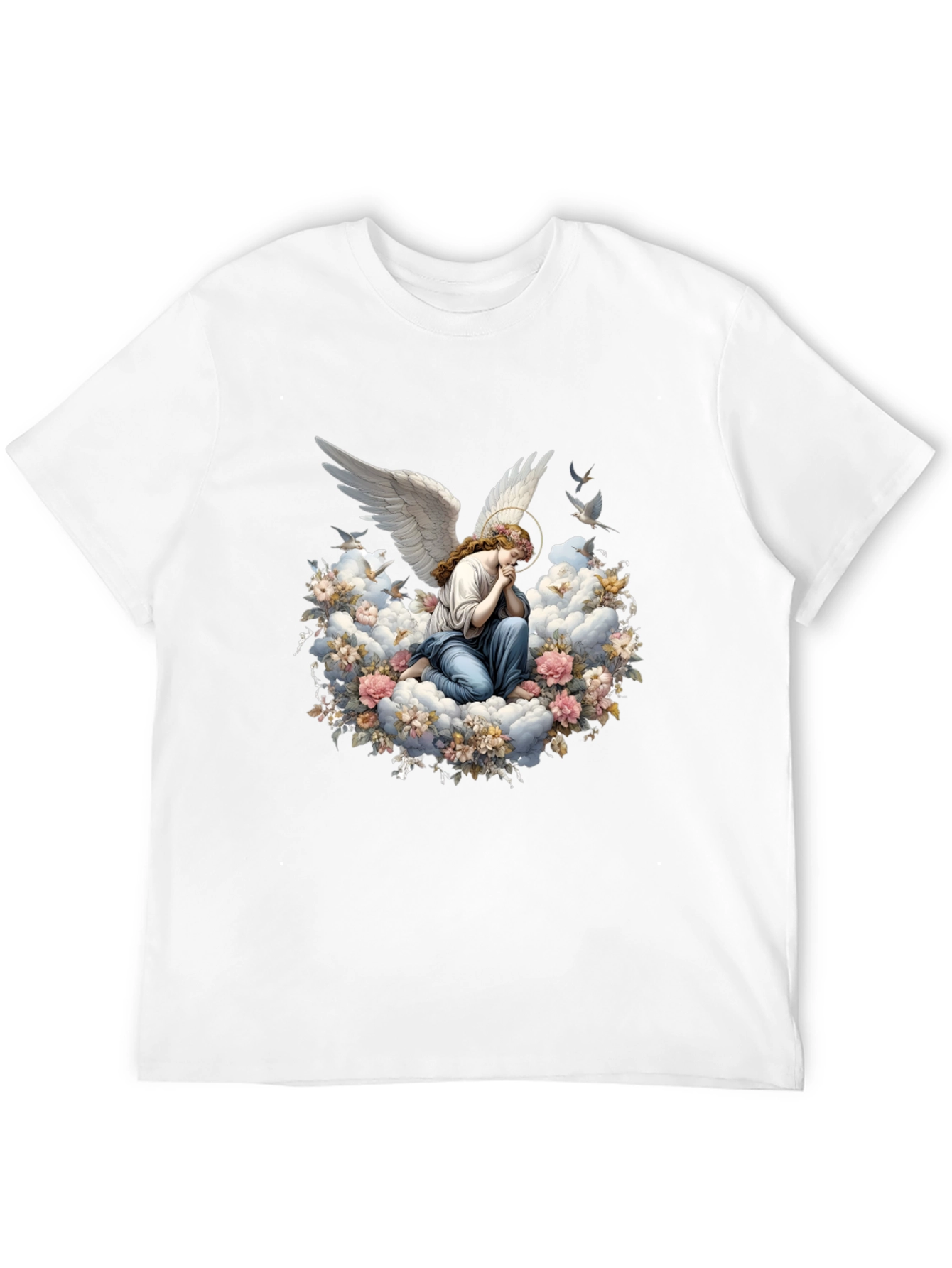 Angel in Floral Clouds Graphic T-Shirt