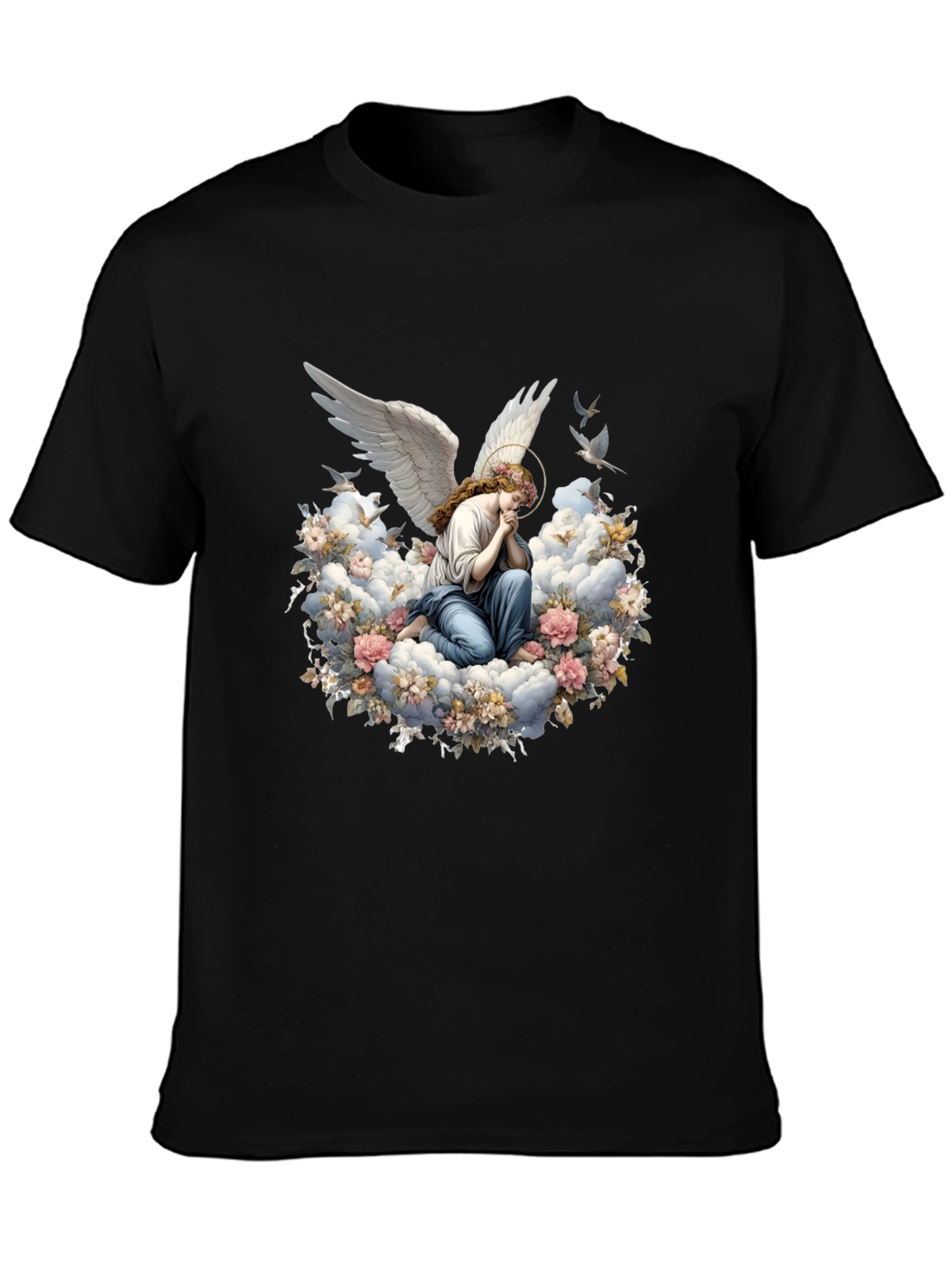 Angel in Floral Clouds Graphic T-Shirt