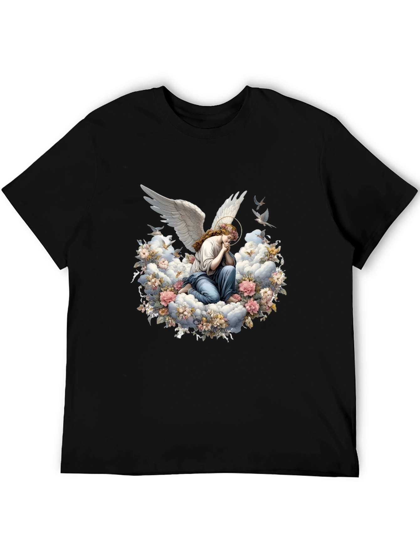 Angel in Floral Clouds Graphic T-Shirt