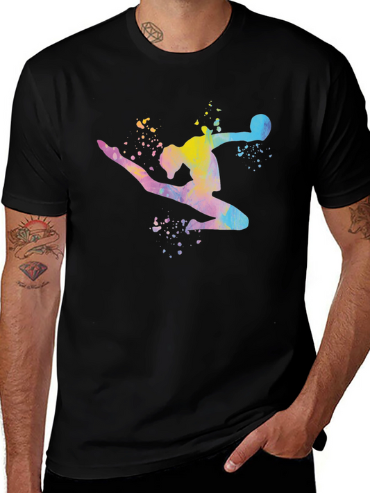 Watercolor Gymnastics T-Shirt - Black Unique Design