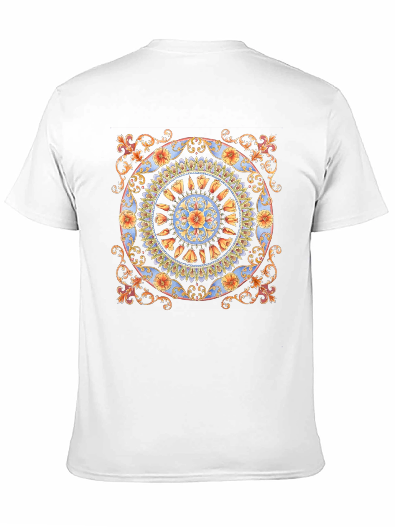 Floral Mandala Print Black T-Shirt