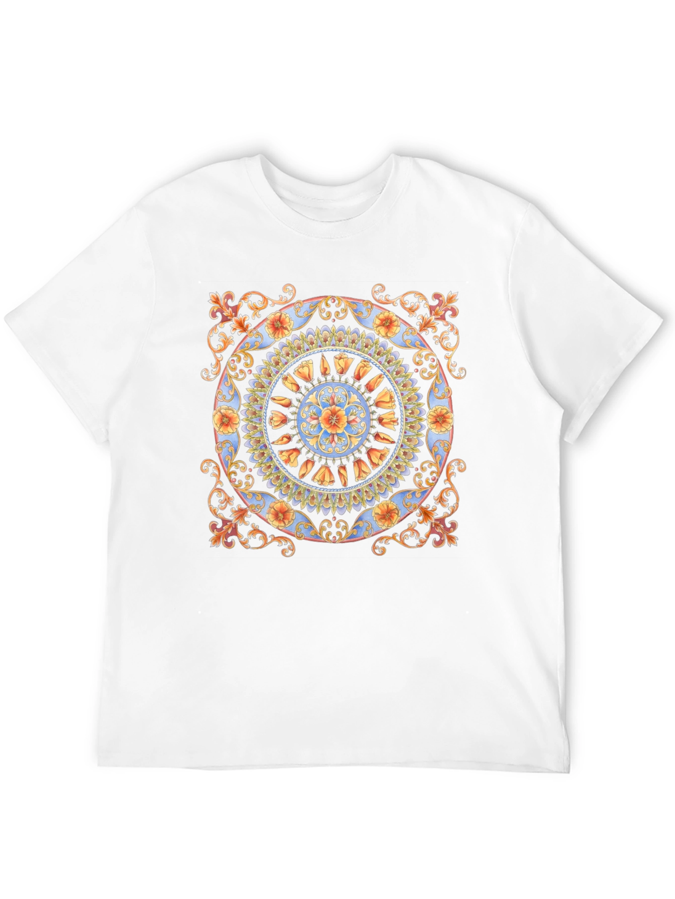 Floral Mandala Print Black T-Shirt