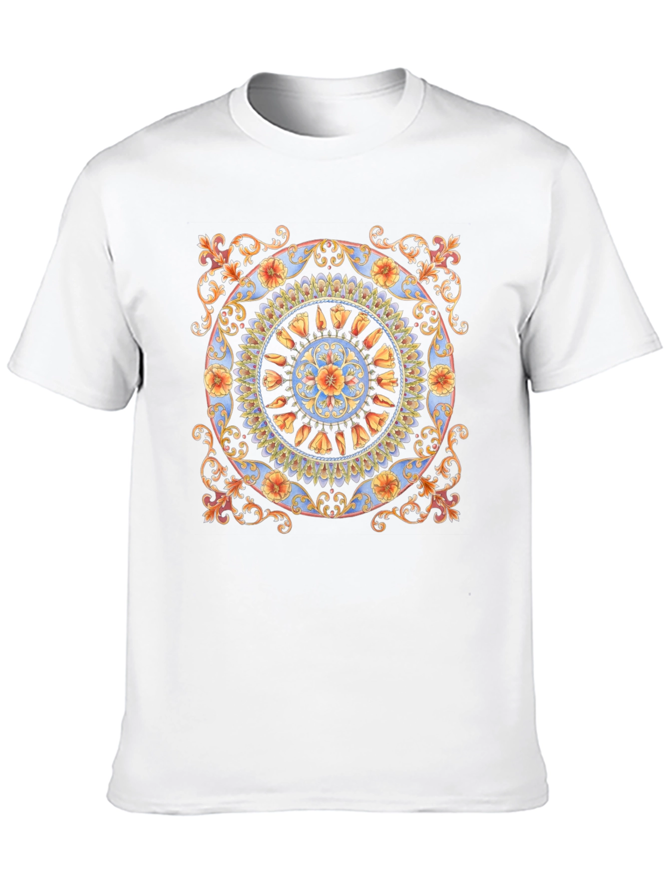 Floral Mandala Print Black T-Shirt