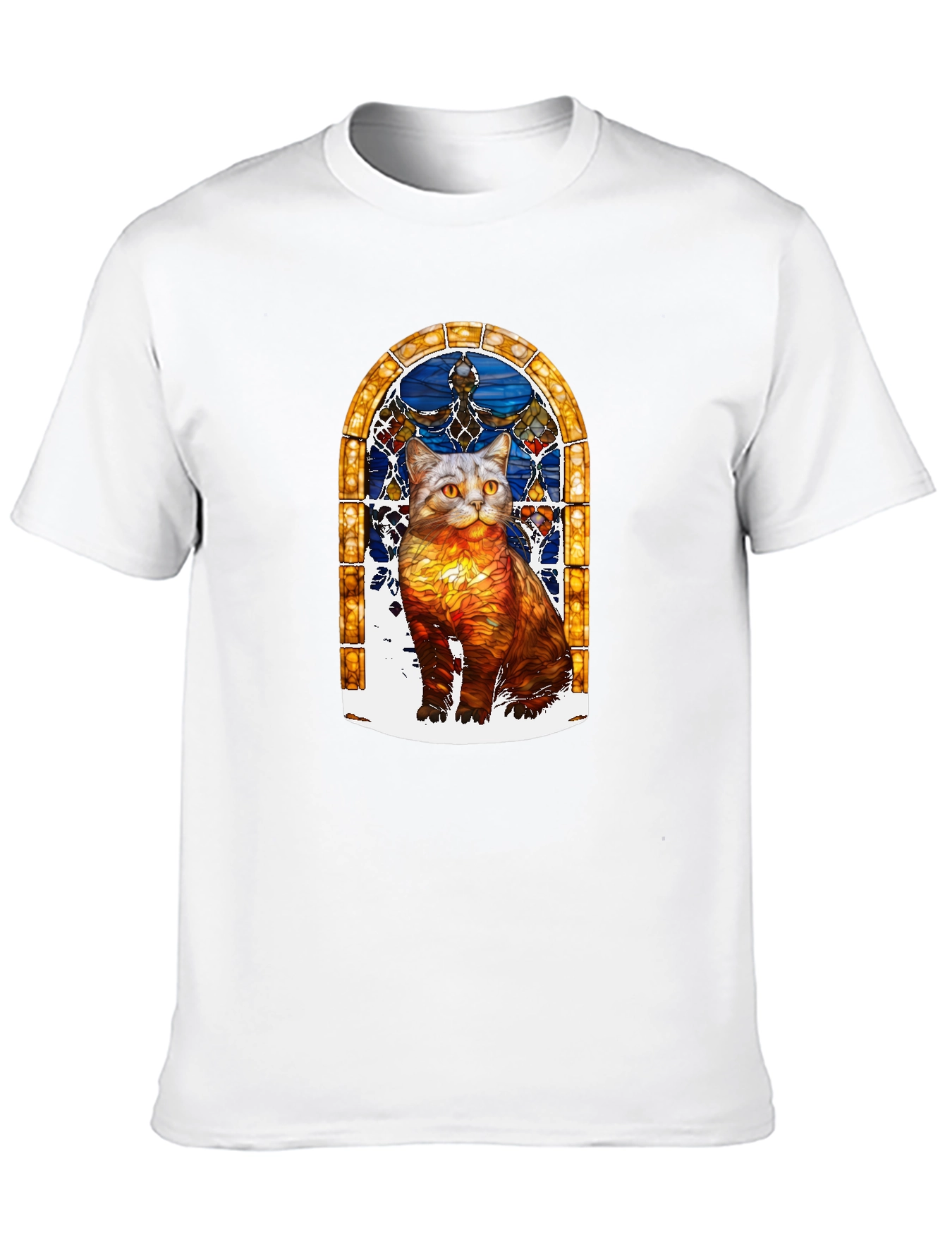 Stained Glass Cat Graphic T-Shirt