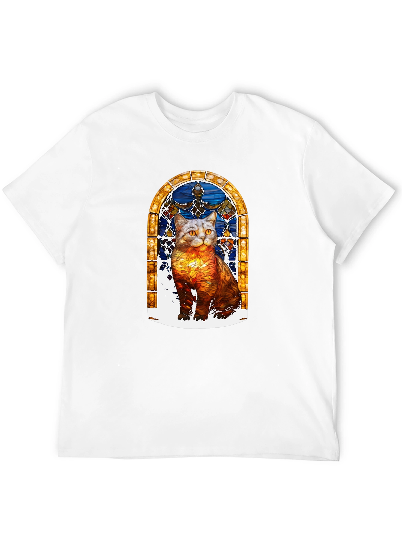 Stained Glass Cat Graphic T-Shirt