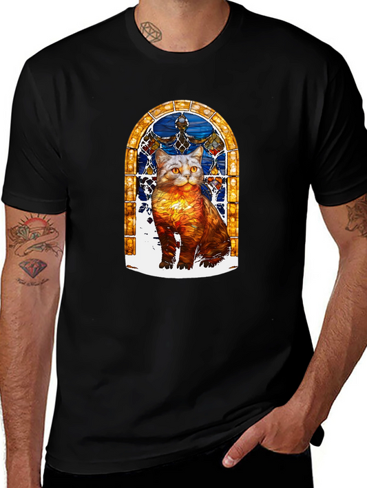 Stained Glass Cat Graphic T-Shirt