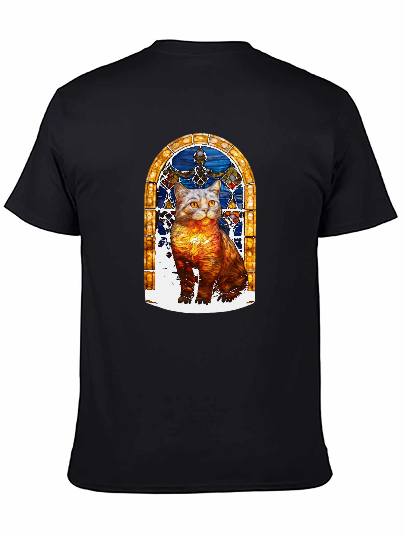 Stained Glass Cat Graphic T-Shirt