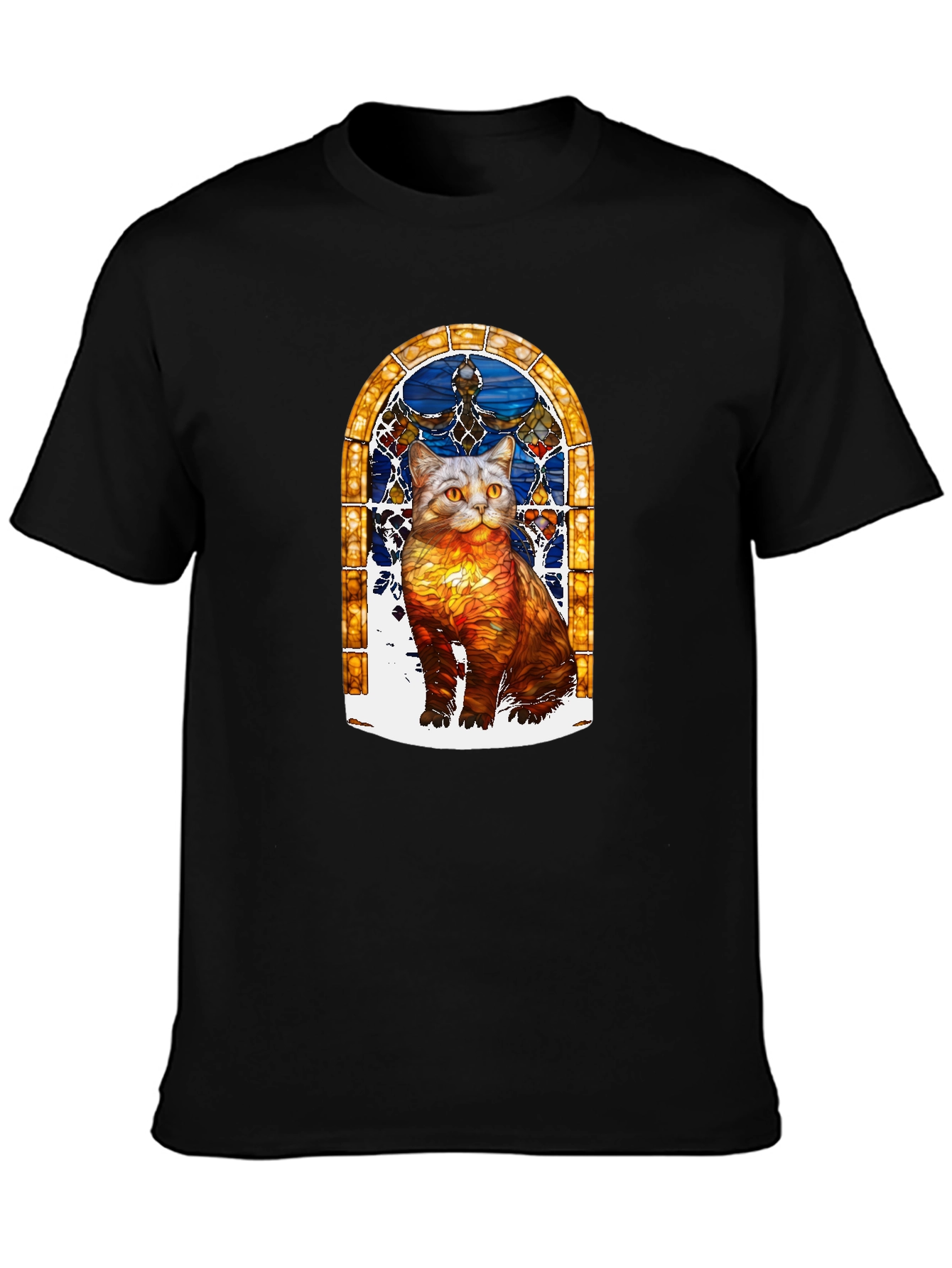 Stained Glass Cat Graphic T-Shirt