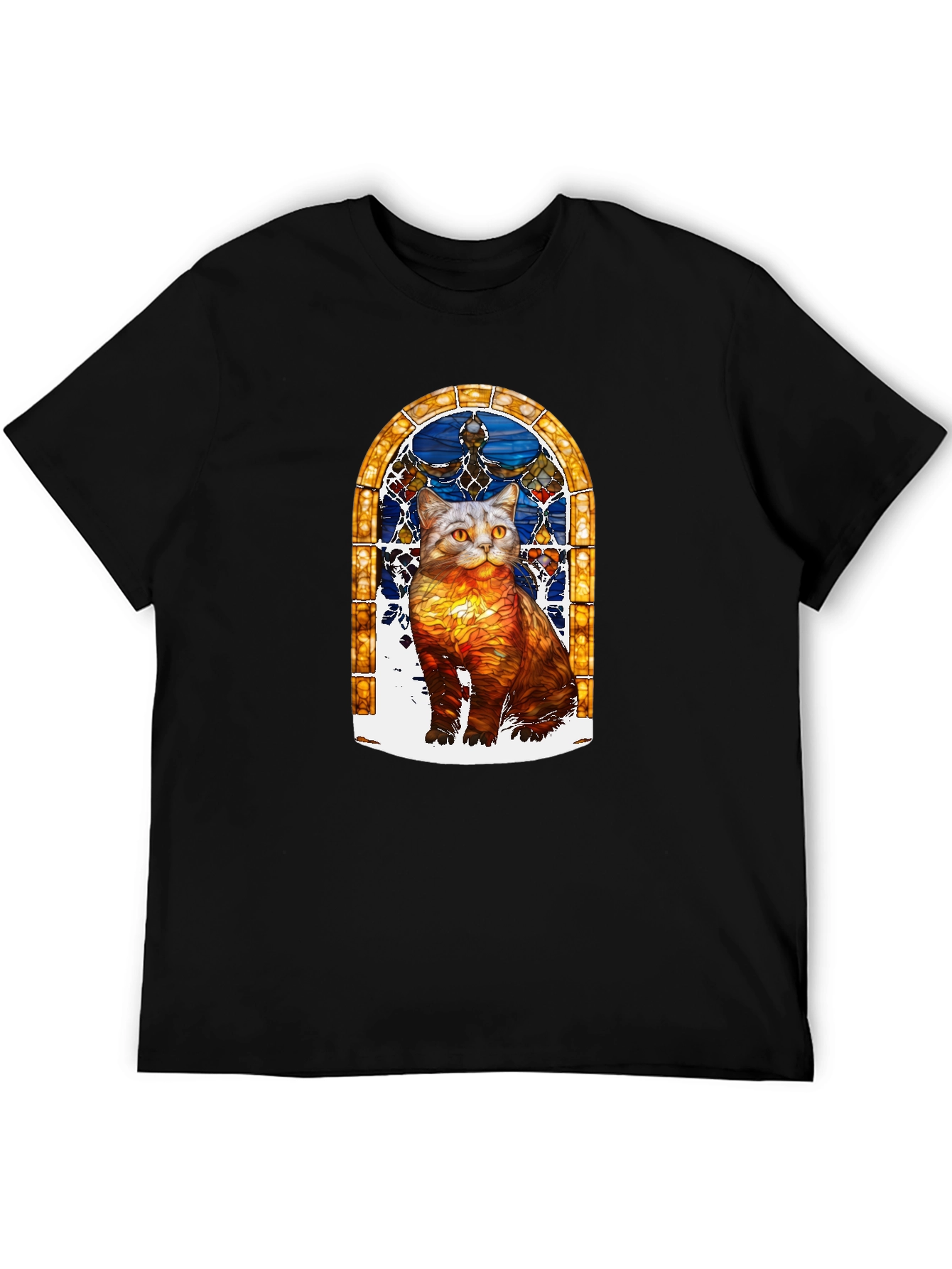 Stained Glass Cat Graphic T-Shirt