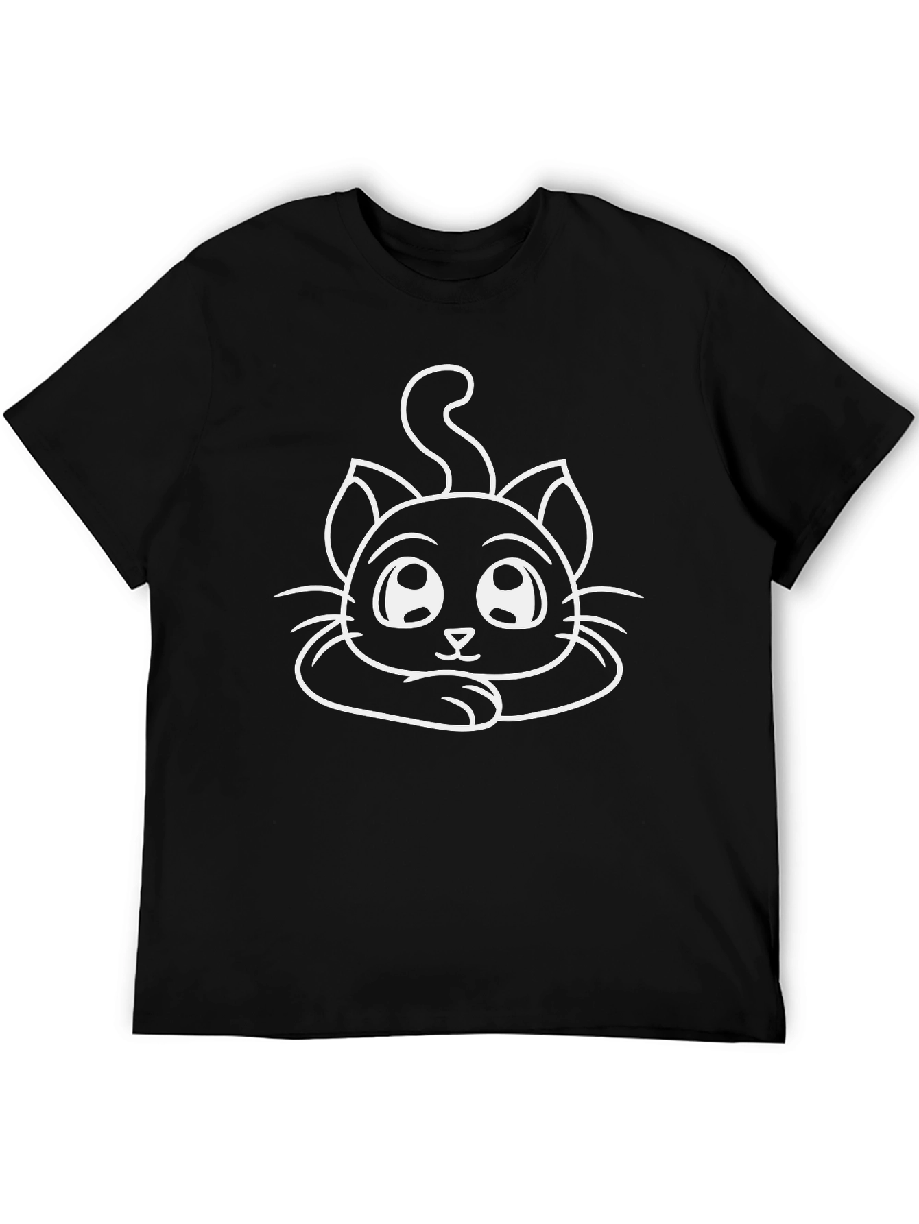 Cute Cartoon Cat Black T-Shirt