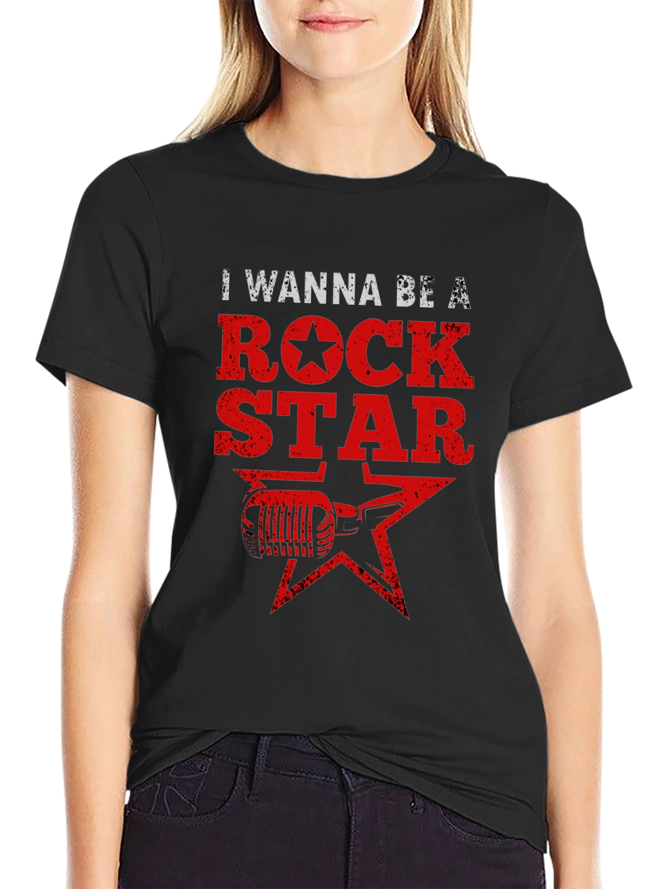 Rock Star Graphic Tee - Black Cotton T-Shirt