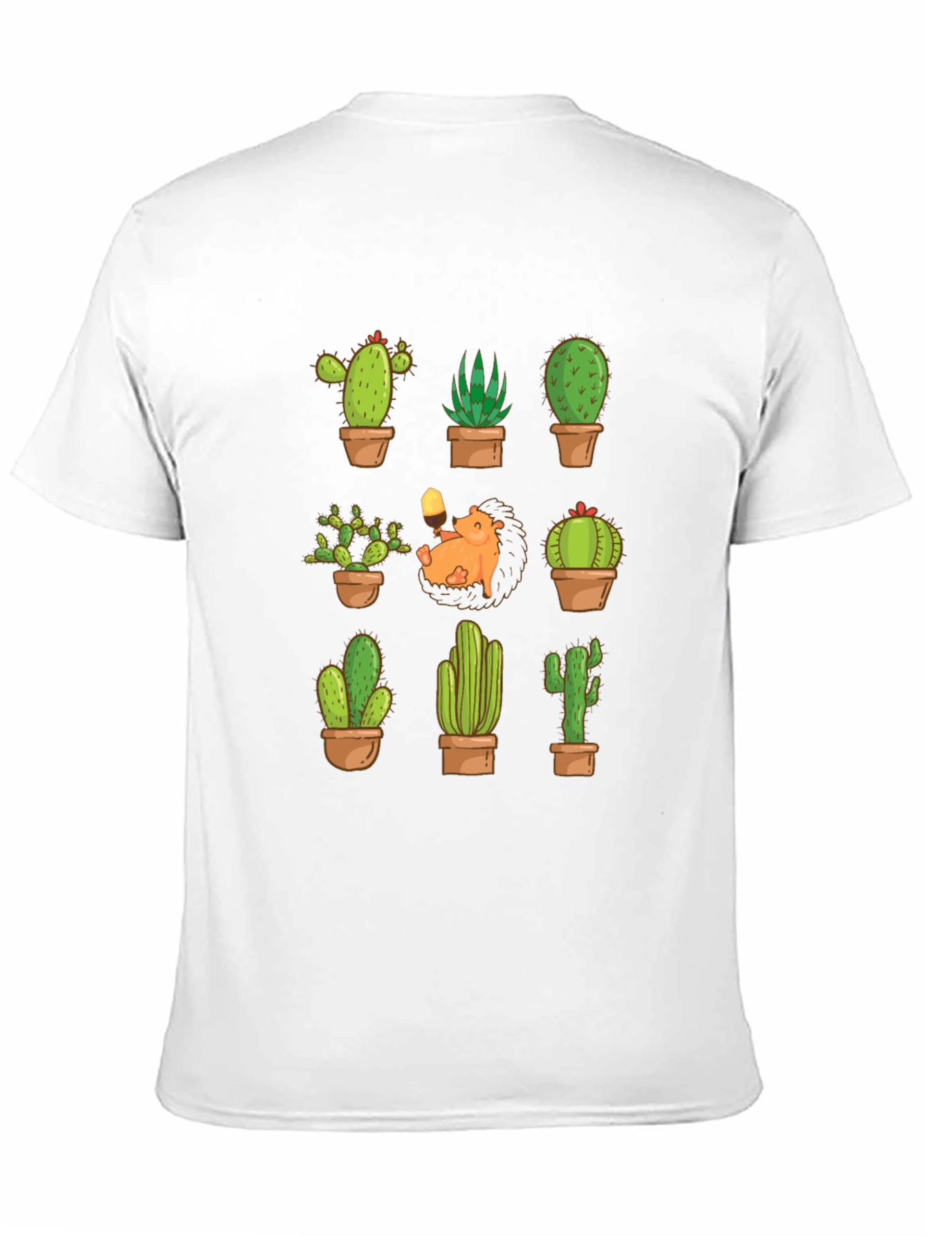 Cactus Hedgehog T-Shirt - Botanical Garden Style