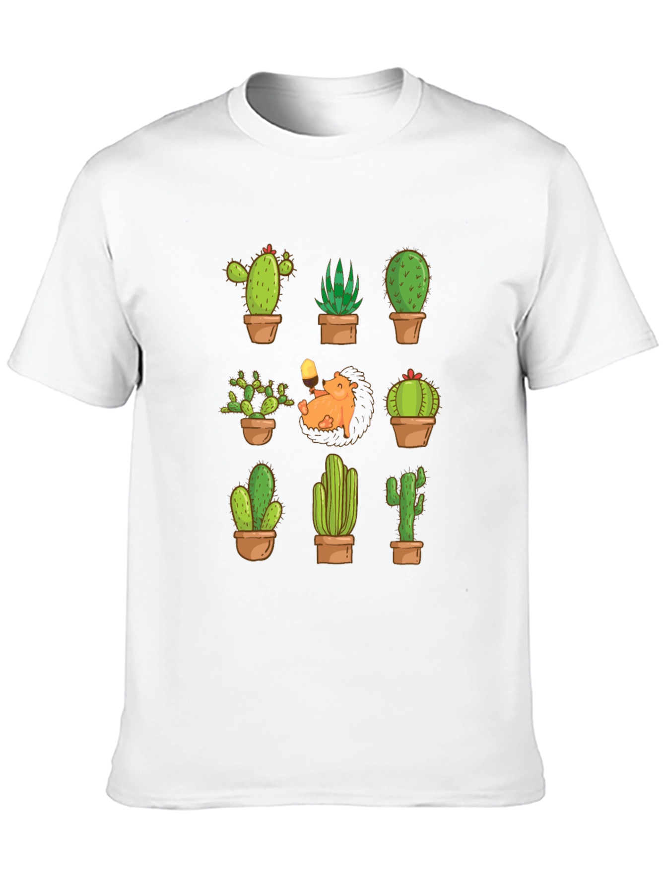 Cactus Hedgehog T-Shirt - Botanical Garden Style