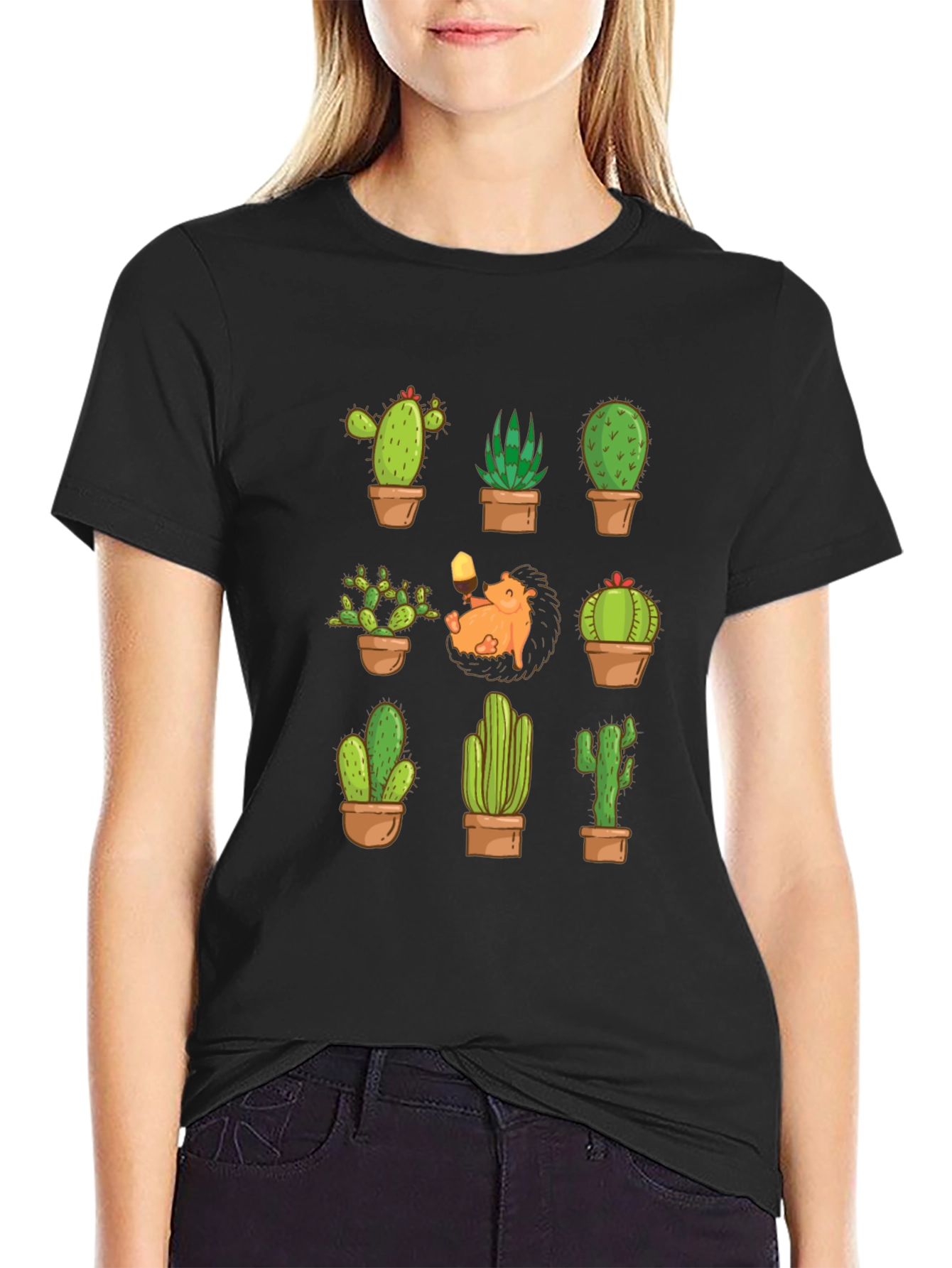 Cactus Hedgehog T-Shirt - Botanical Garden Style