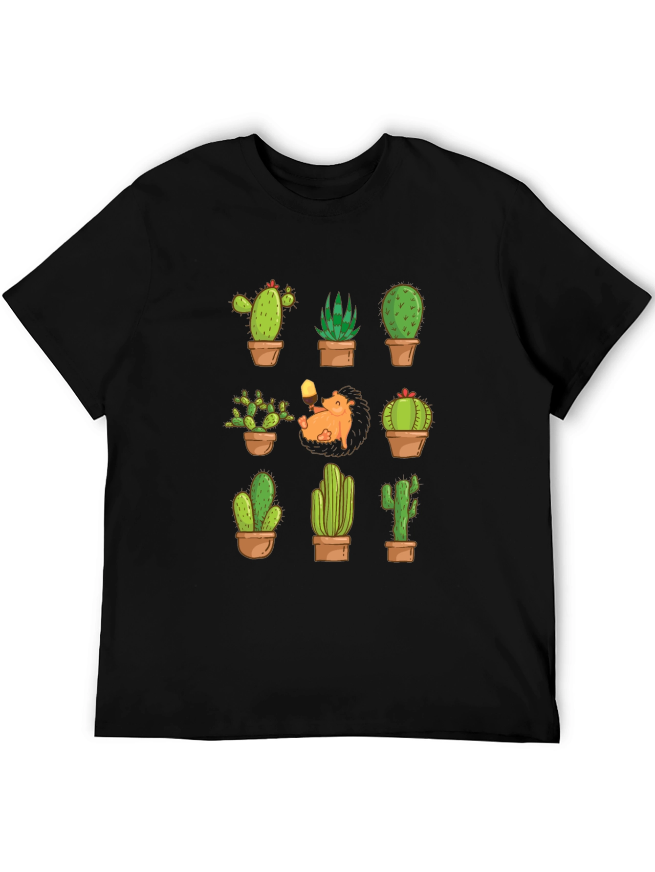 Cactus Hedgehog T-Shirt - Botanical Garden Style