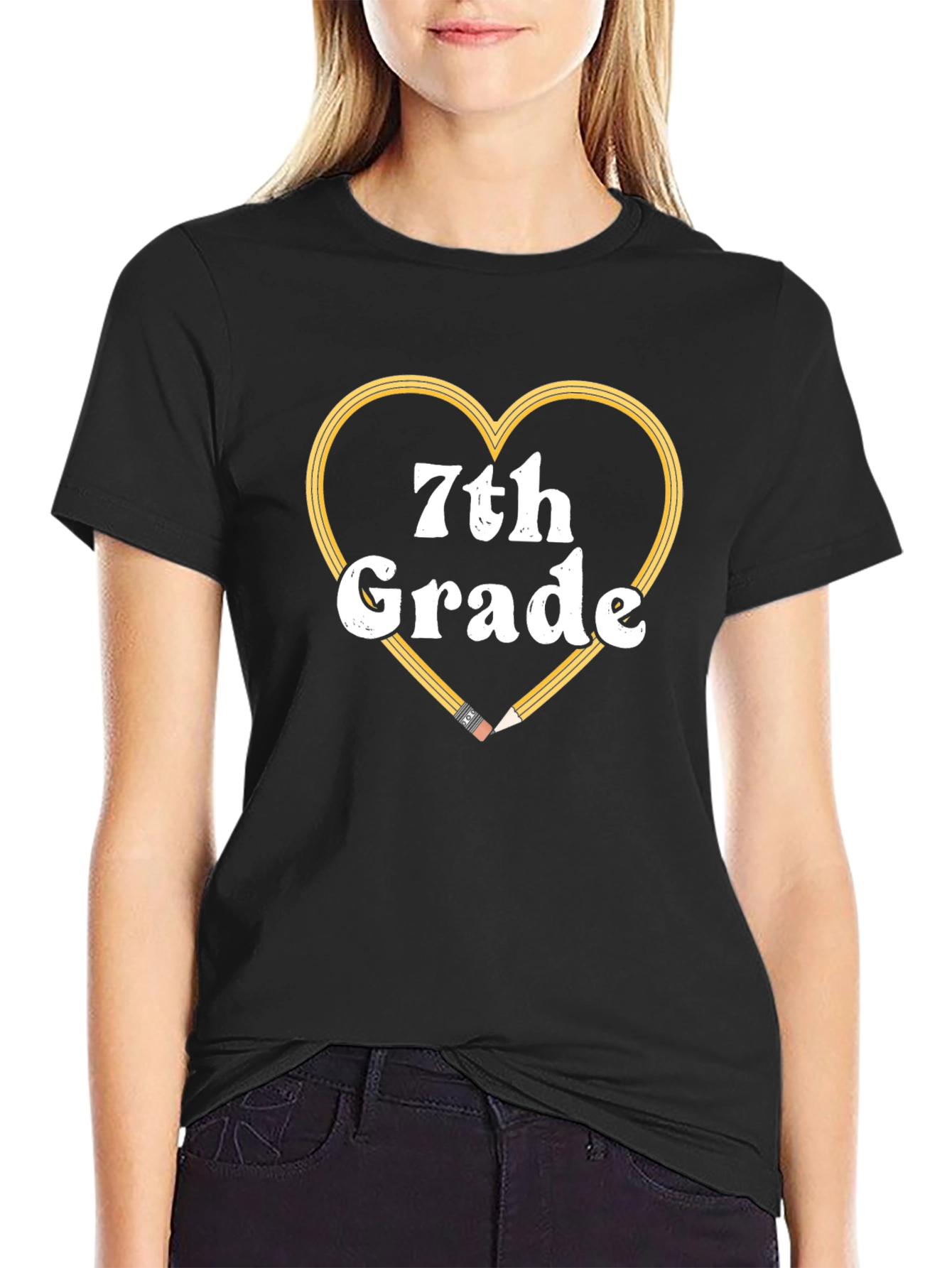 7th Grade Teacher Heart Pencil T-Shirt