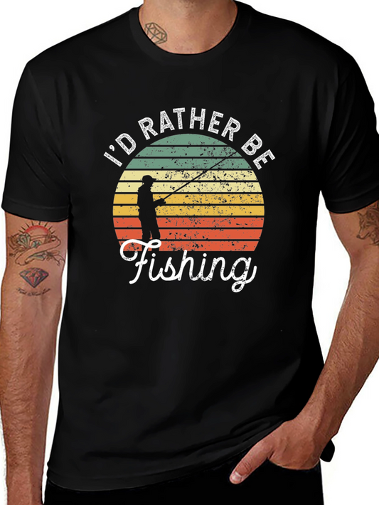 Id Rather Be Fishing T-Shirt Retro Angler Tee