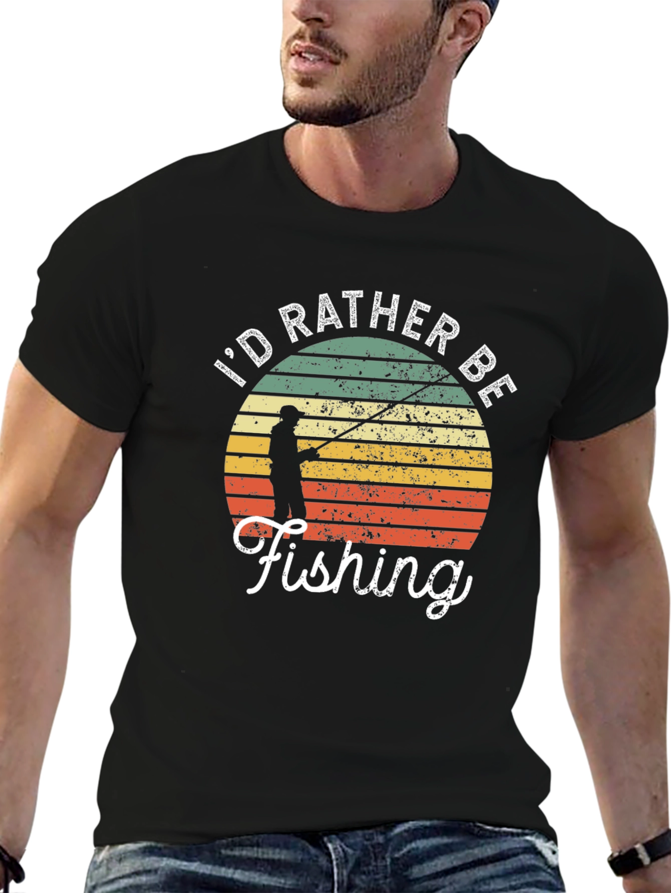 Id Rather Be Fishing T-Shirt Retro Angler Tee