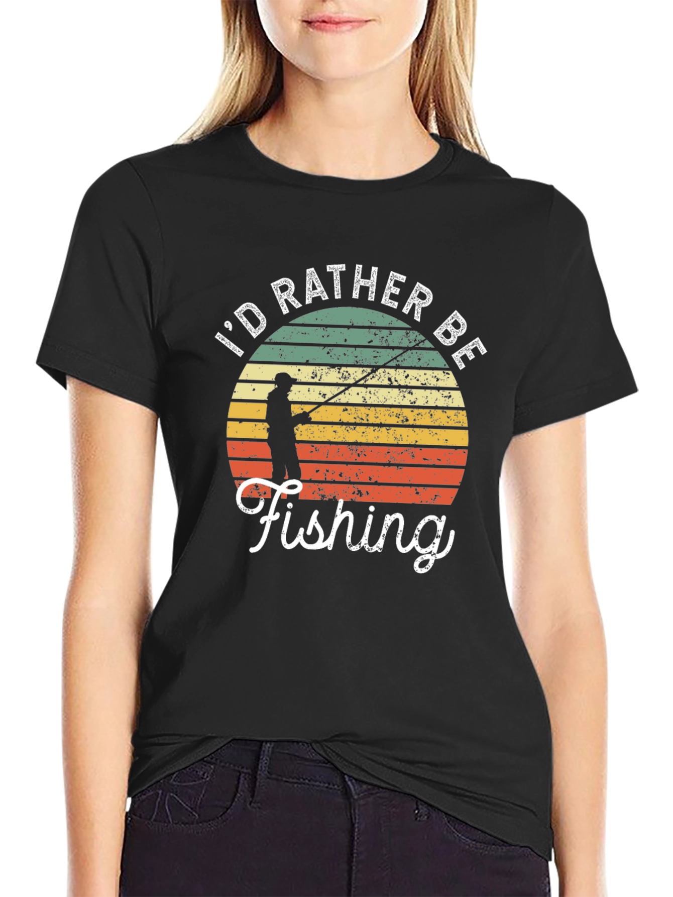 Id Rather Be Fishing T-Shirt Retro Angler Tee