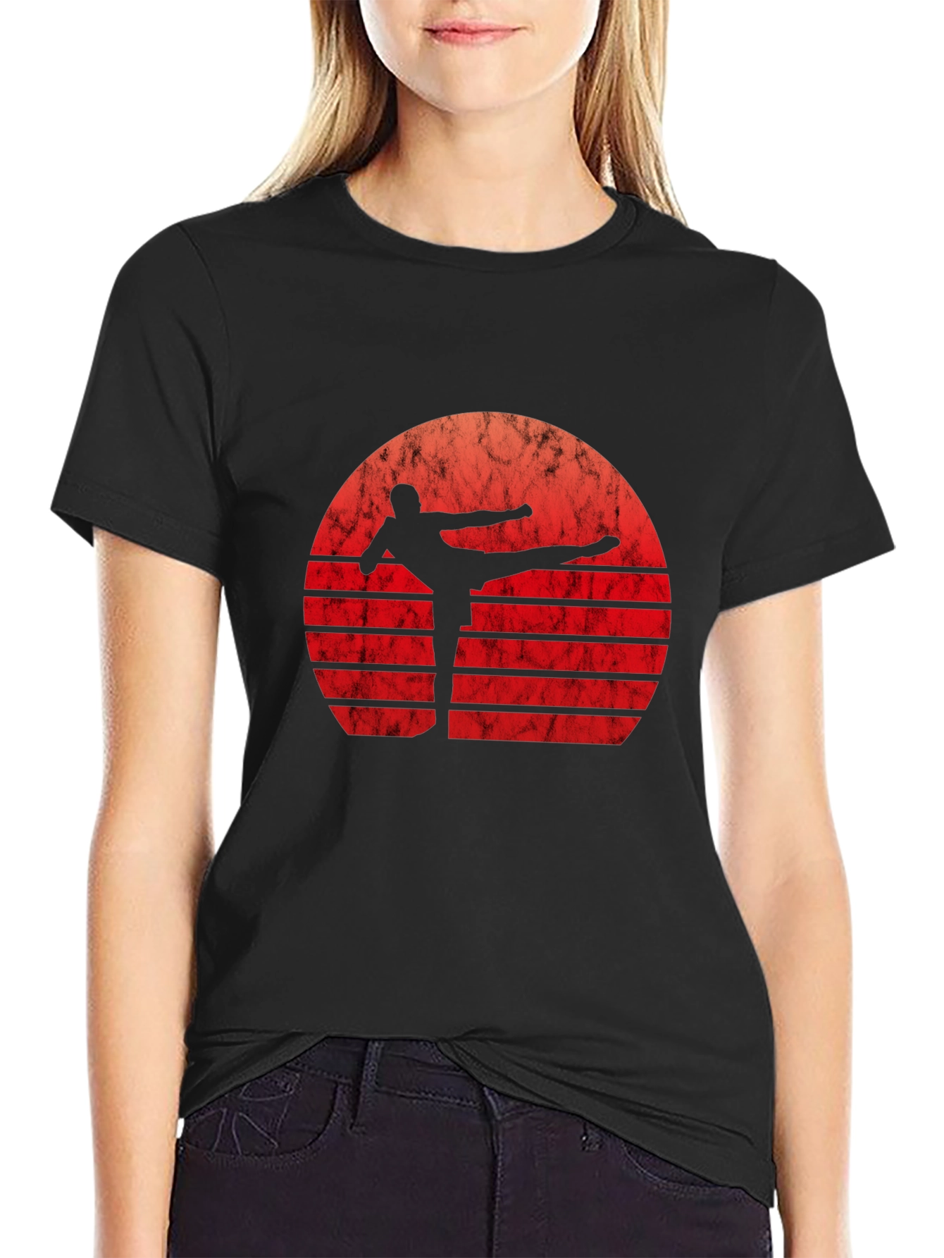 Retro Martial Arts Sunset Graphic Tee