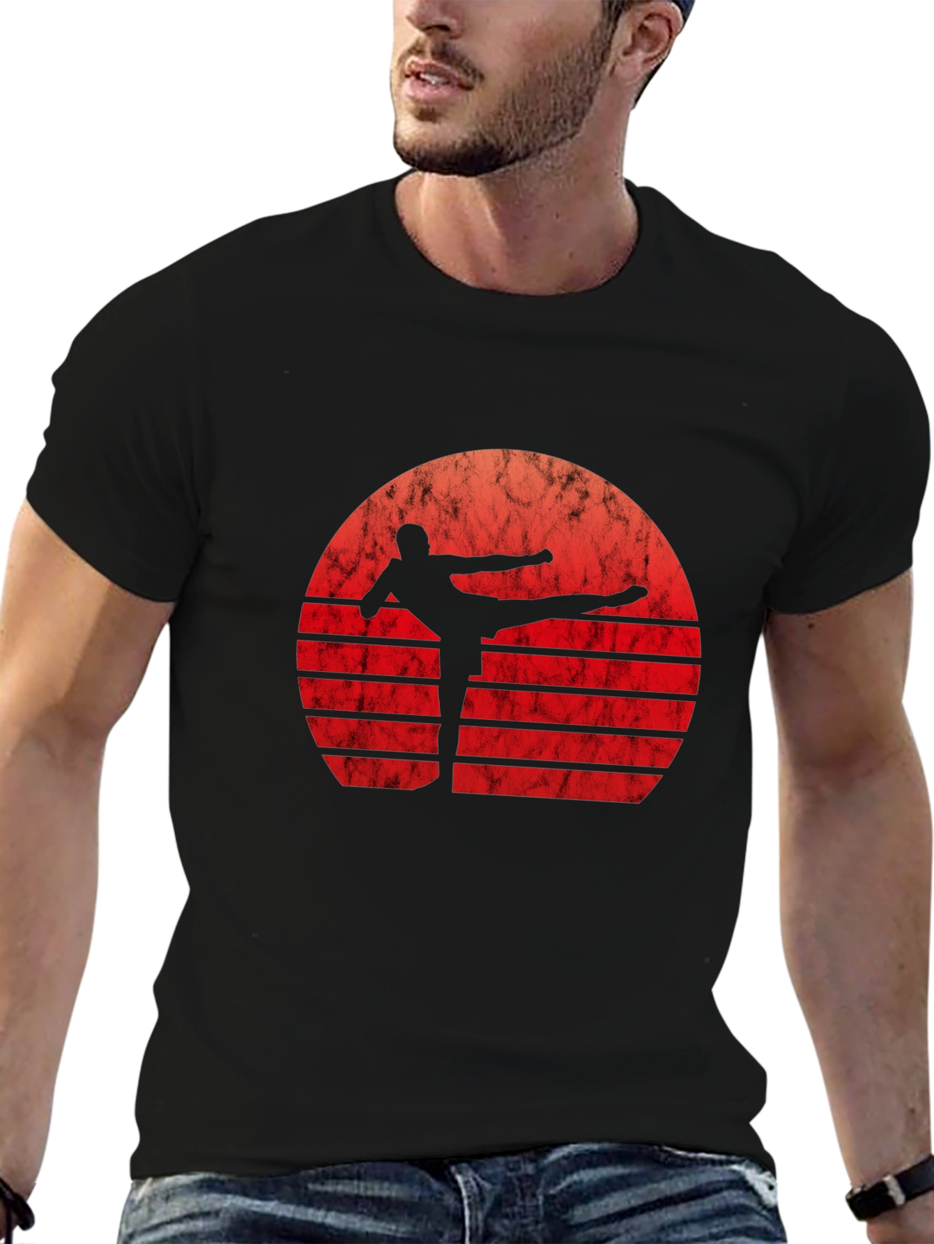 Retro Martial Arts Sunset Graphic Tee