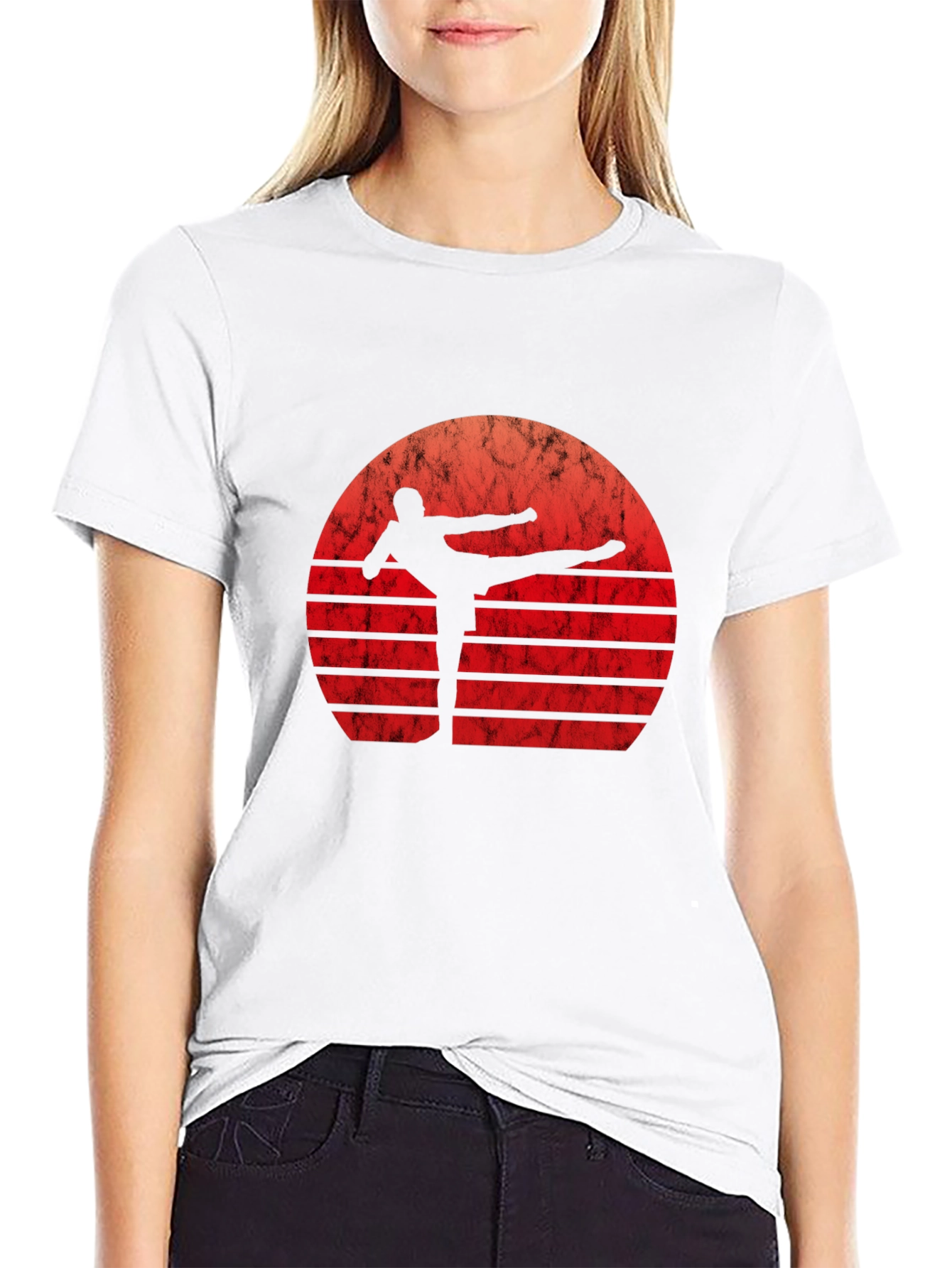Retro Martial Arts Sunset Graphic Tee