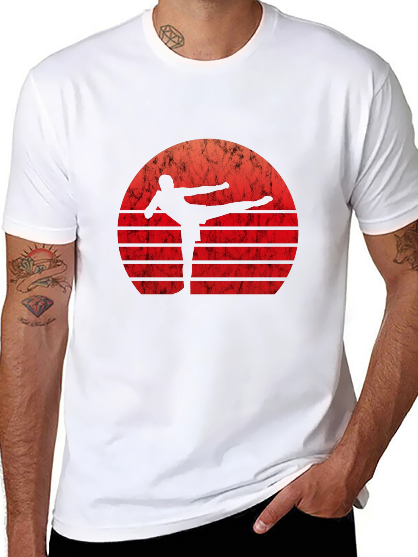 Retro Martial Arts Sunset Graphic Tee