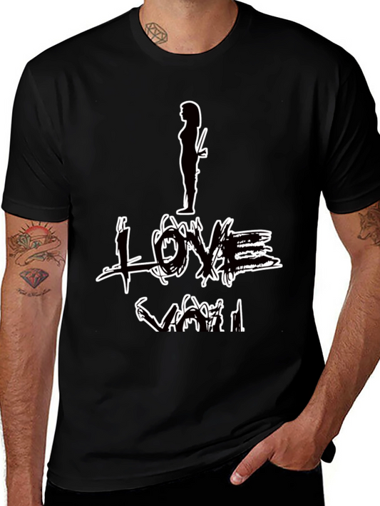 I Love You Graphic Print Black T-Shirt