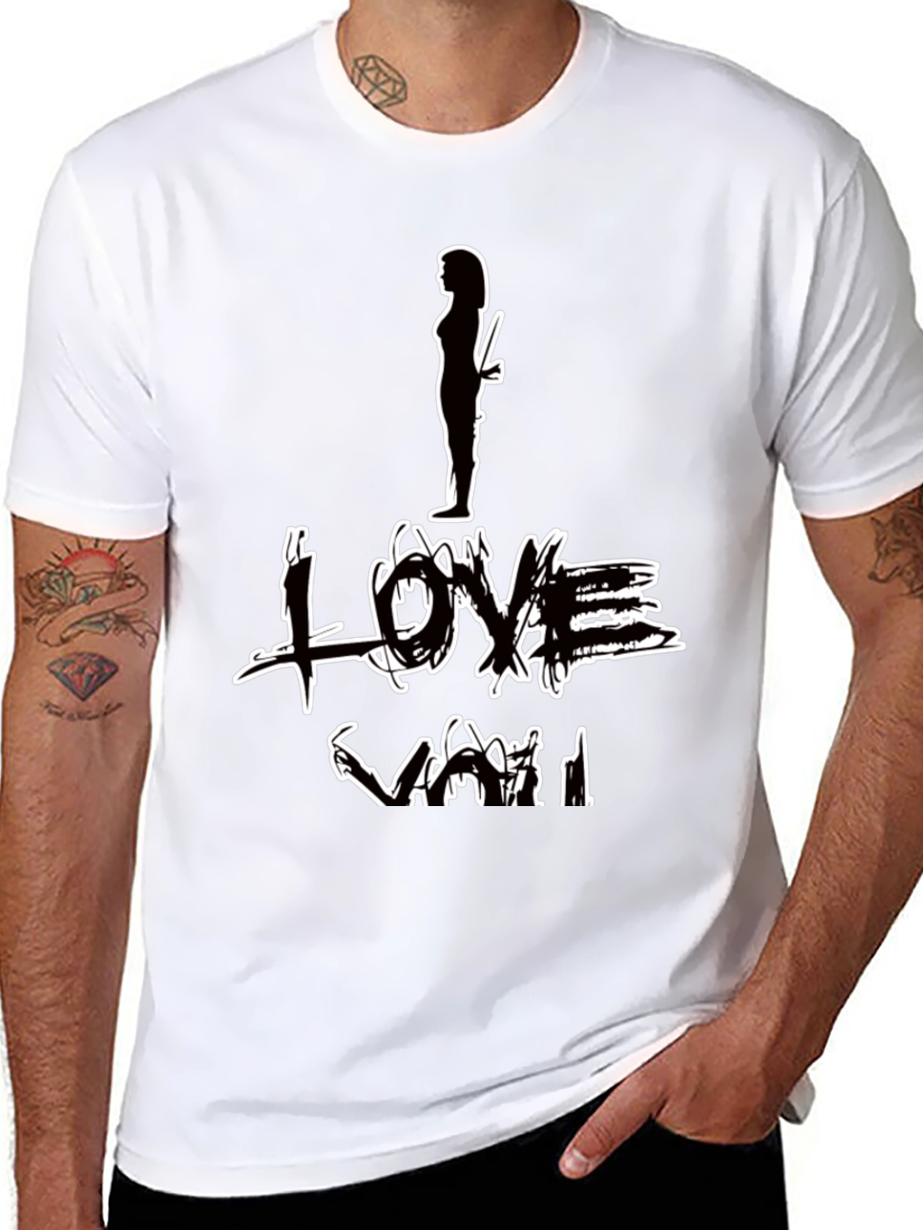 I Love You Graphic Print Black T-Shirt