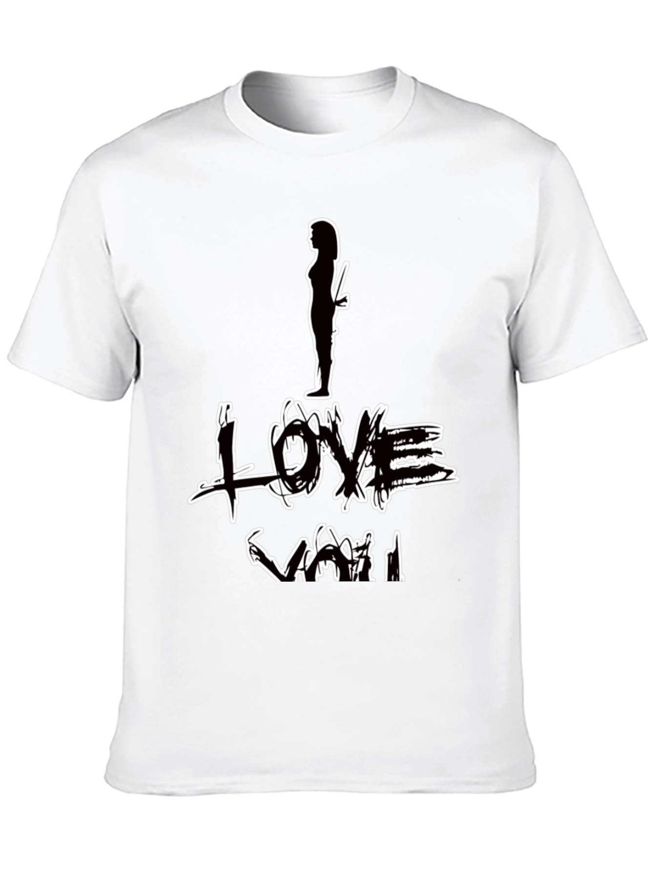 I Love You Graphic Print Black T-Shirt