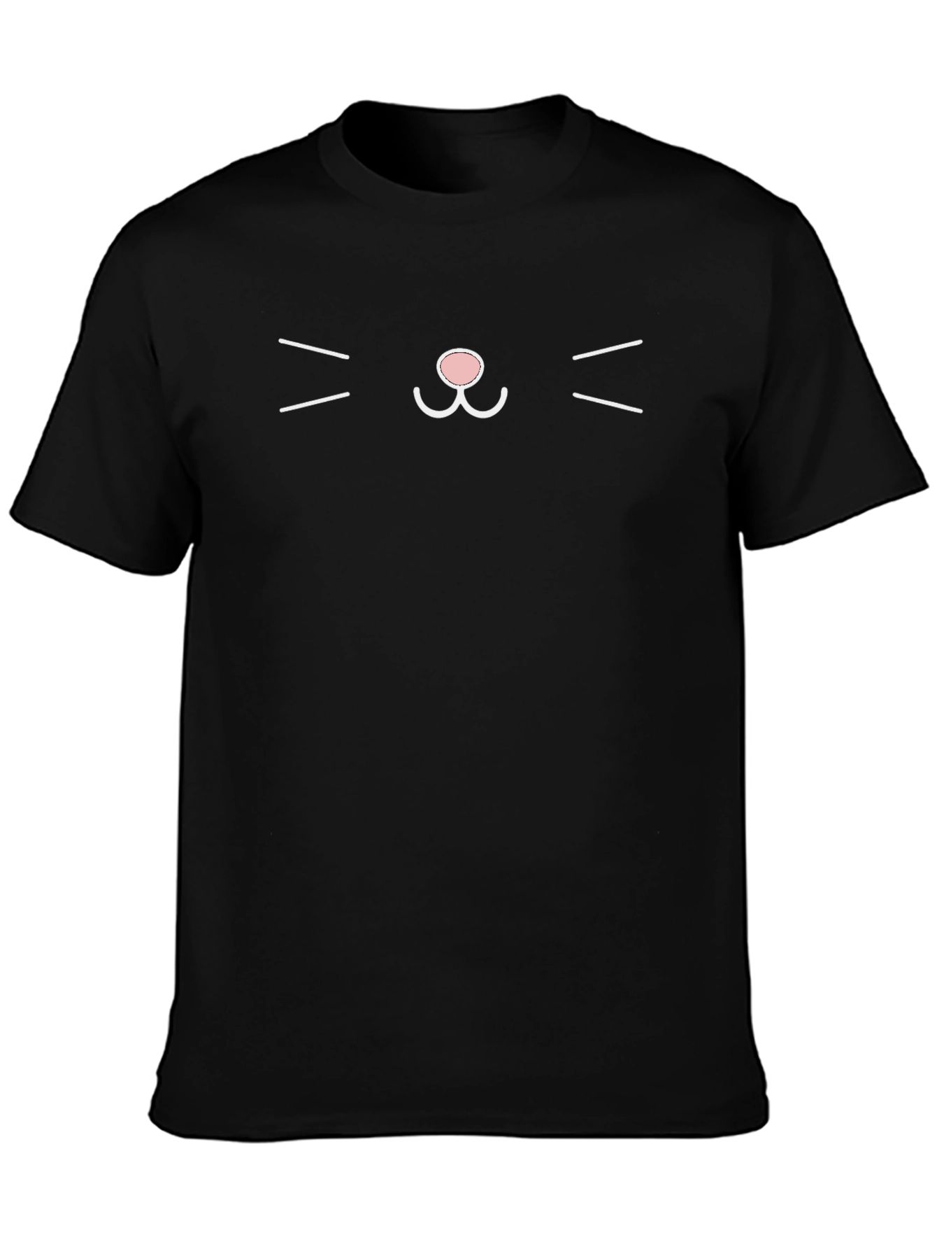Cute Cat Face Graphic Tee - Black