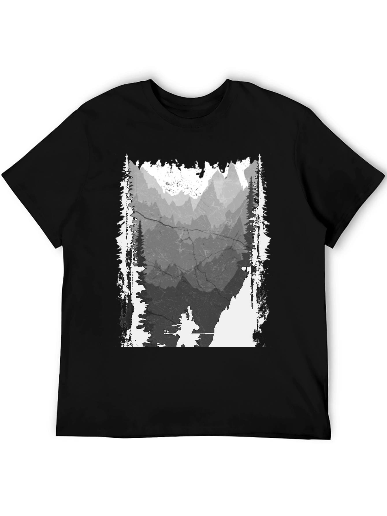 Mountain Graphic T-Shirt - Distressed Print