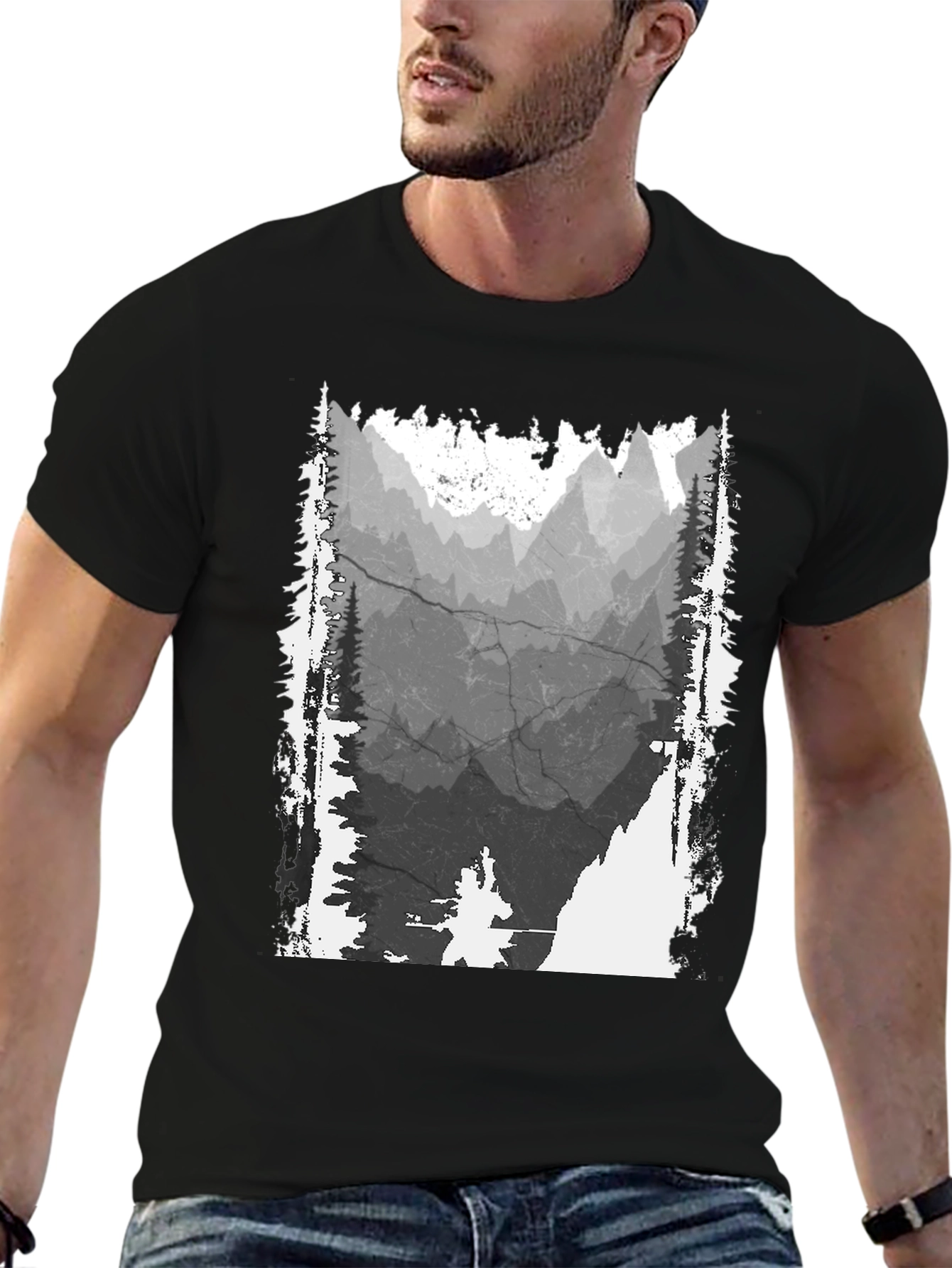Mountain Graphic T-Shirt - Distressed Print