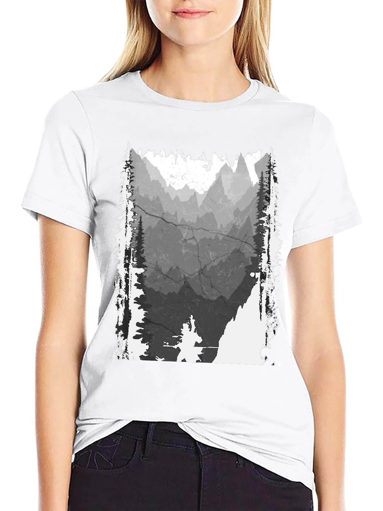 Mountain Graphic T-Shirt - Distressed Print
