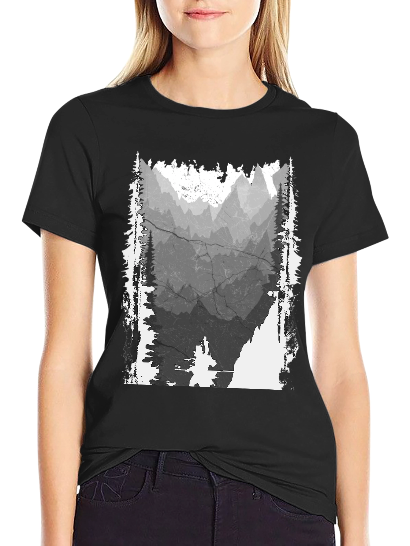 Mountain Graphic T-Shirt - Distressed Print